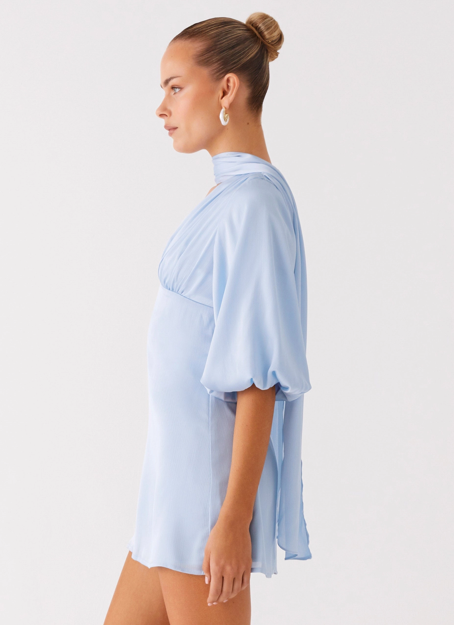 Mary Mini Dress - Blue Frayed-Edge Casual and Stylish