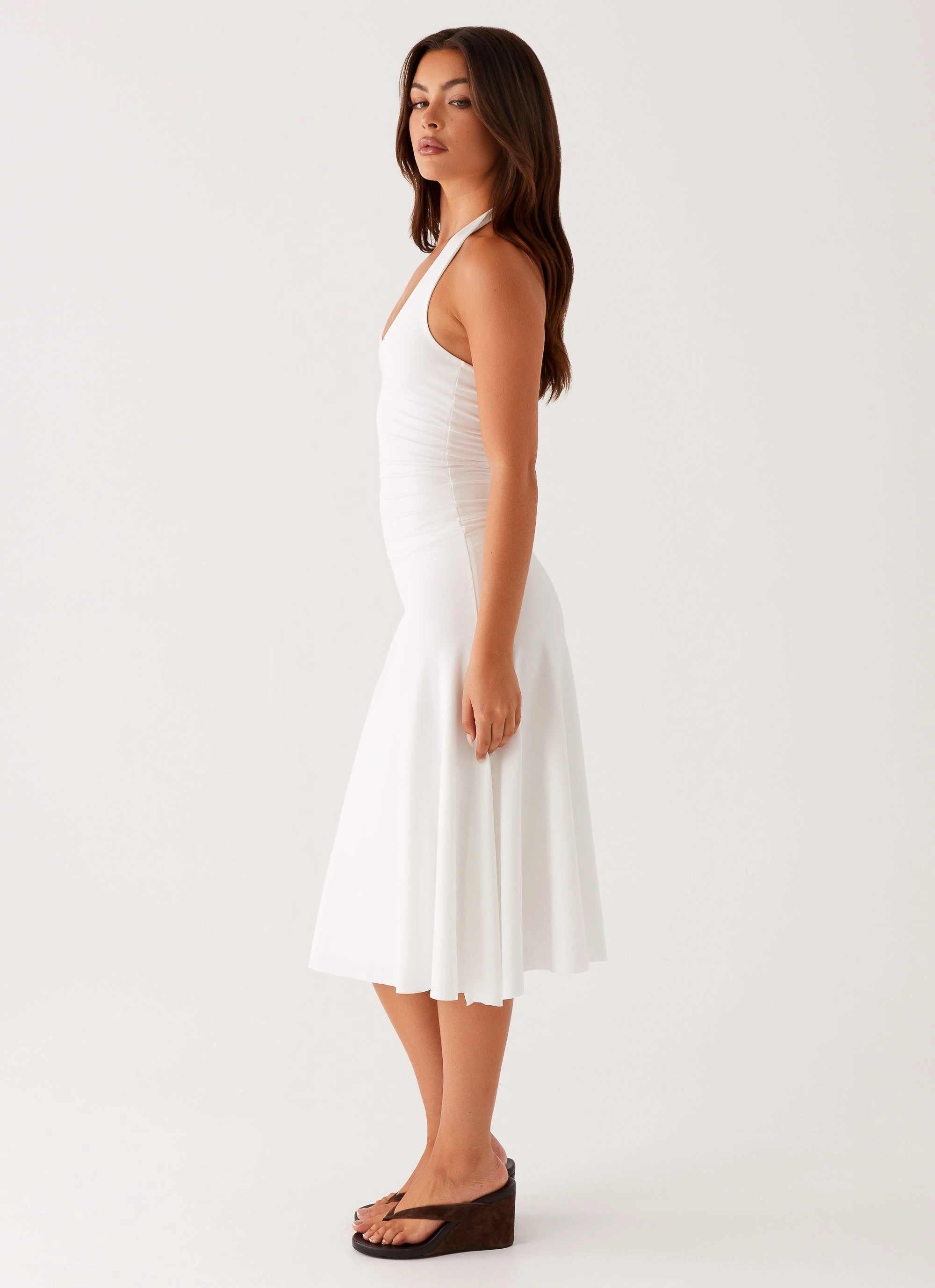 Klyne Midi Dress - Ivory Tailored-fit Embroidered Fabric