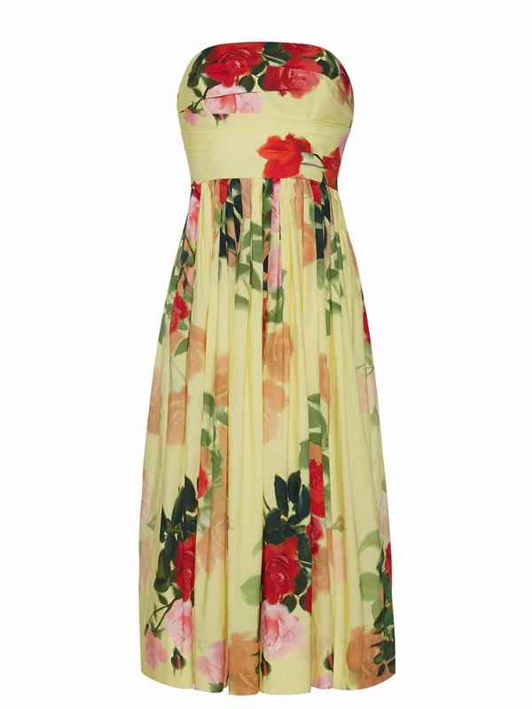 Daria Dress in Le Rose Yellow FoldablePackaging Tailored-fit