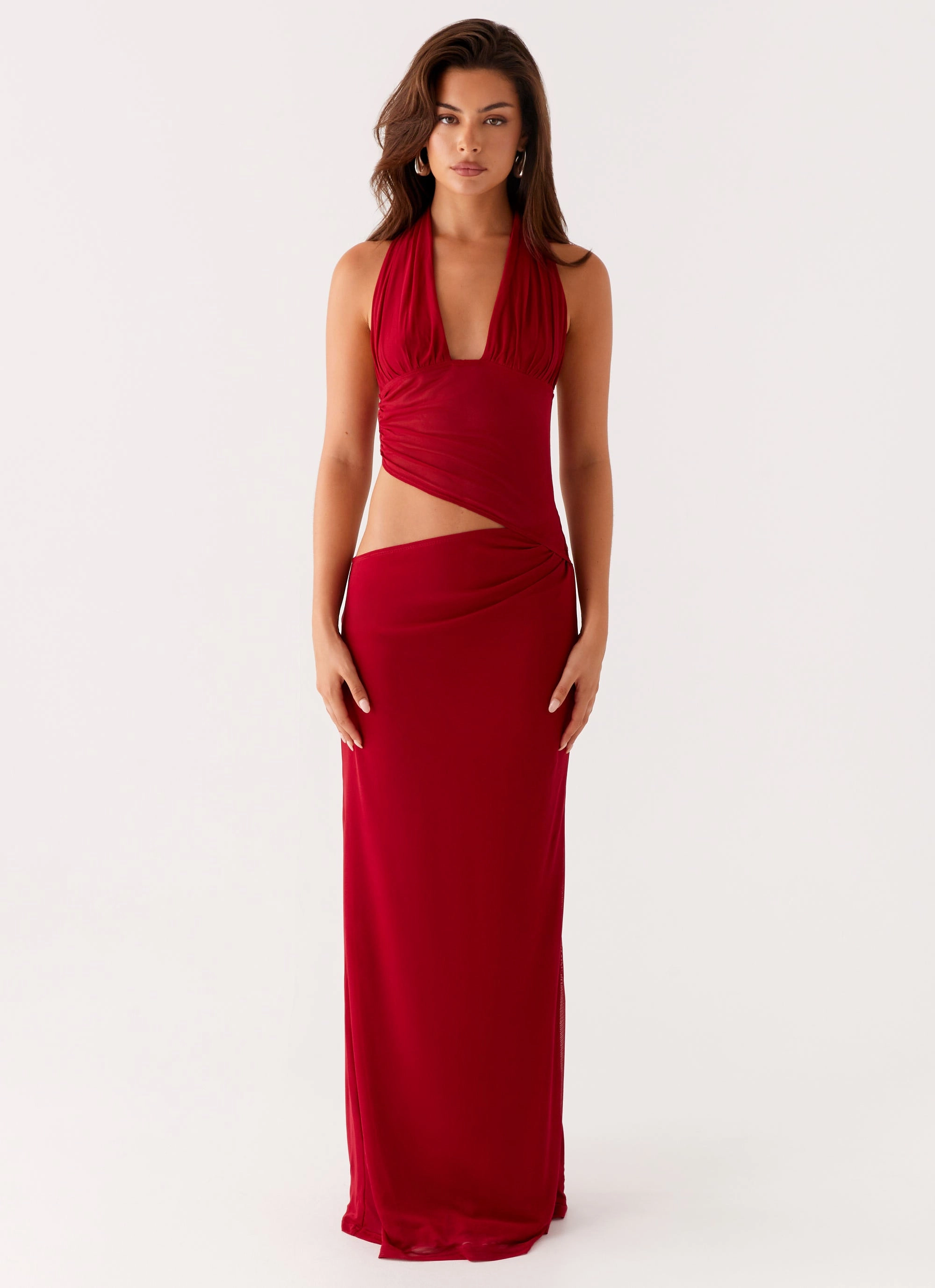 Main Act Halter Maxi Dress - Raspberry Chic Layer Fashion Forward