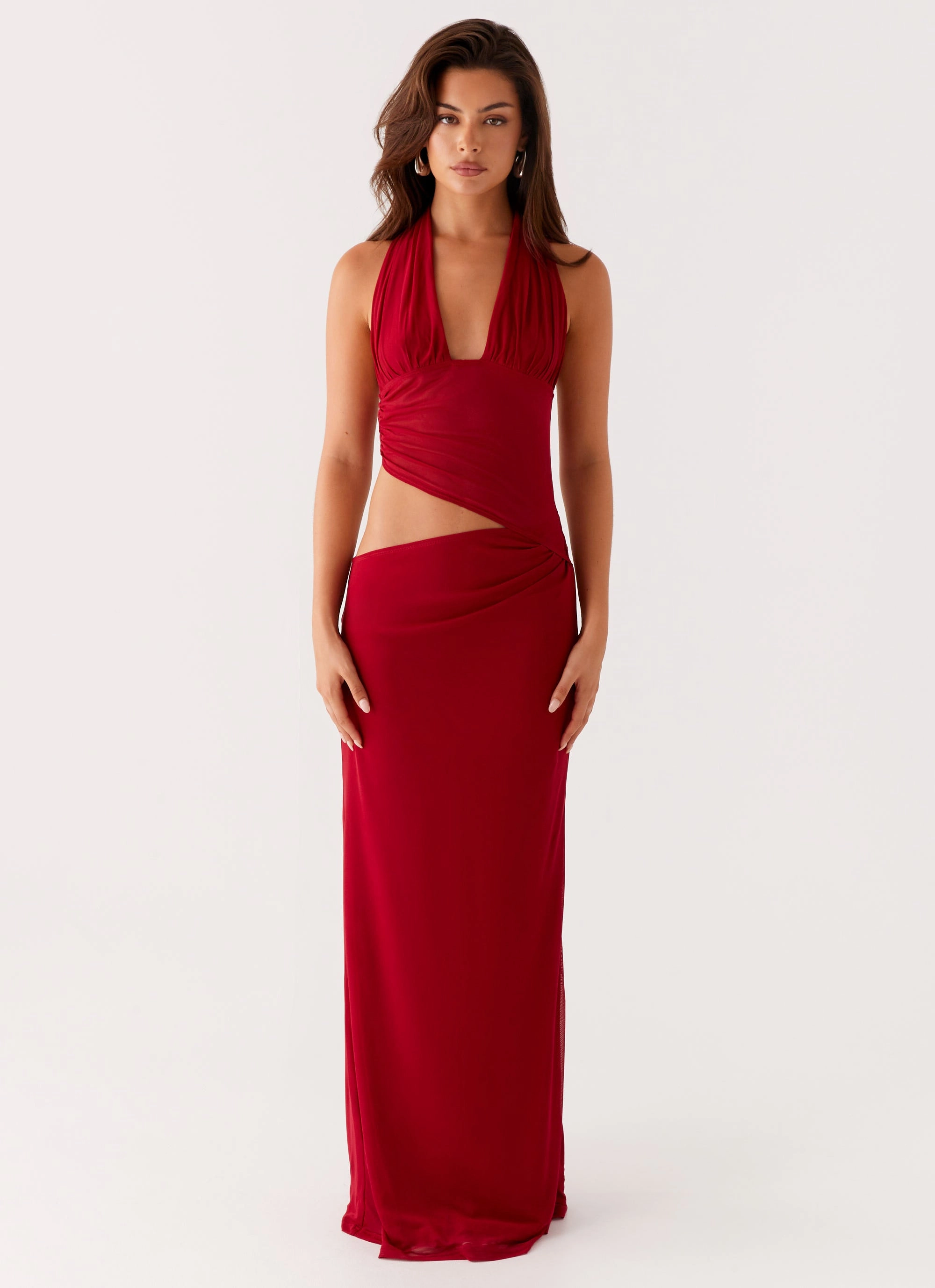 Main Act Halter Maxi Dress - Raspberry Elegant Look