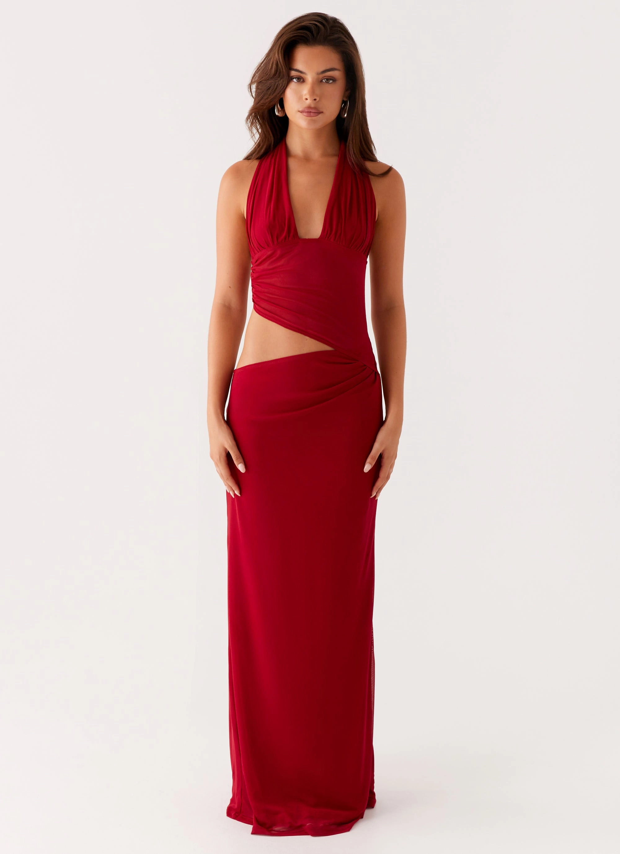 Soft Shine Main Act Halter Maxi Dress - Raspberry