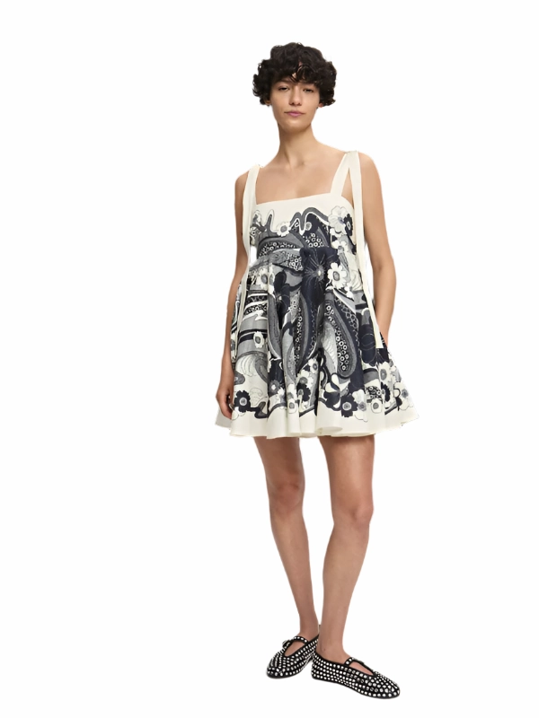 Mickey Mini Sundress in Navy Open-back Earth-Tone