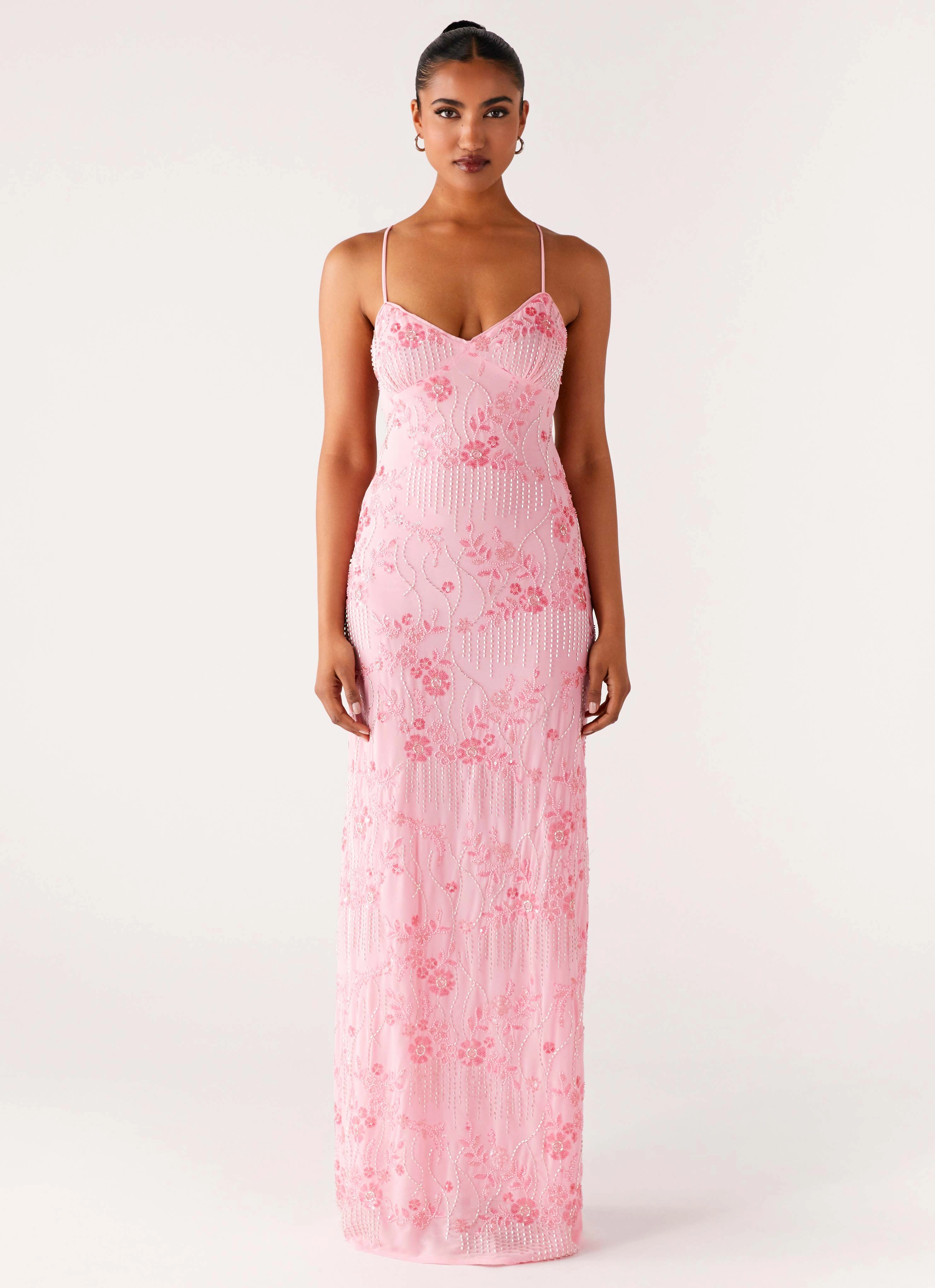 Neutral Form Subtle pattern Vietta Sequin Cami Maxi Dress - Pink