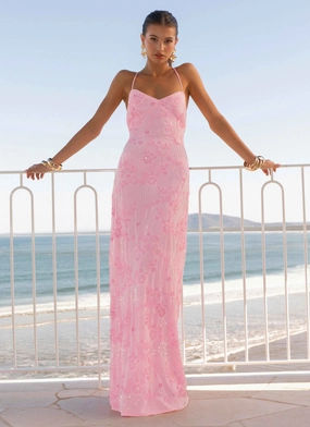 Vietta Sequin Cami Maxi Dress - Pink Confident Touch