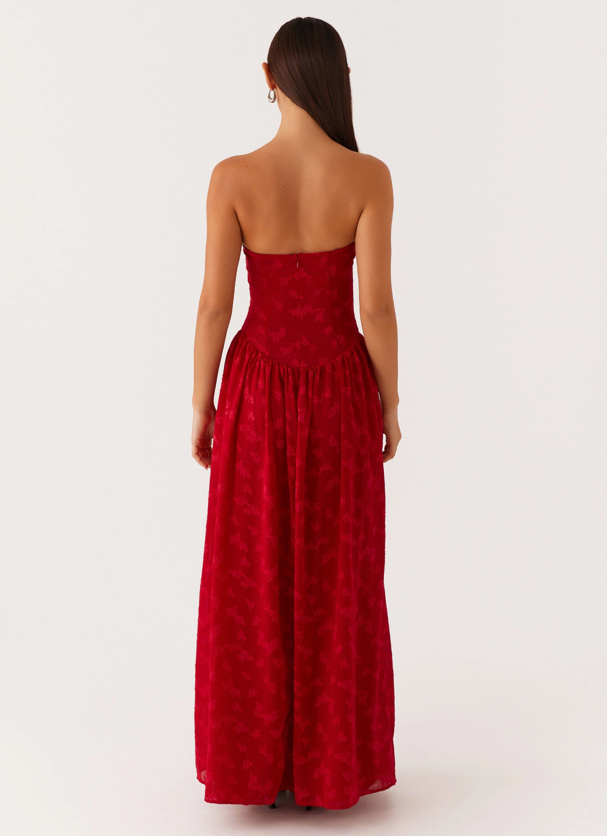 Dreamy Look Subtle Drape Adira Maxi Dress - Red