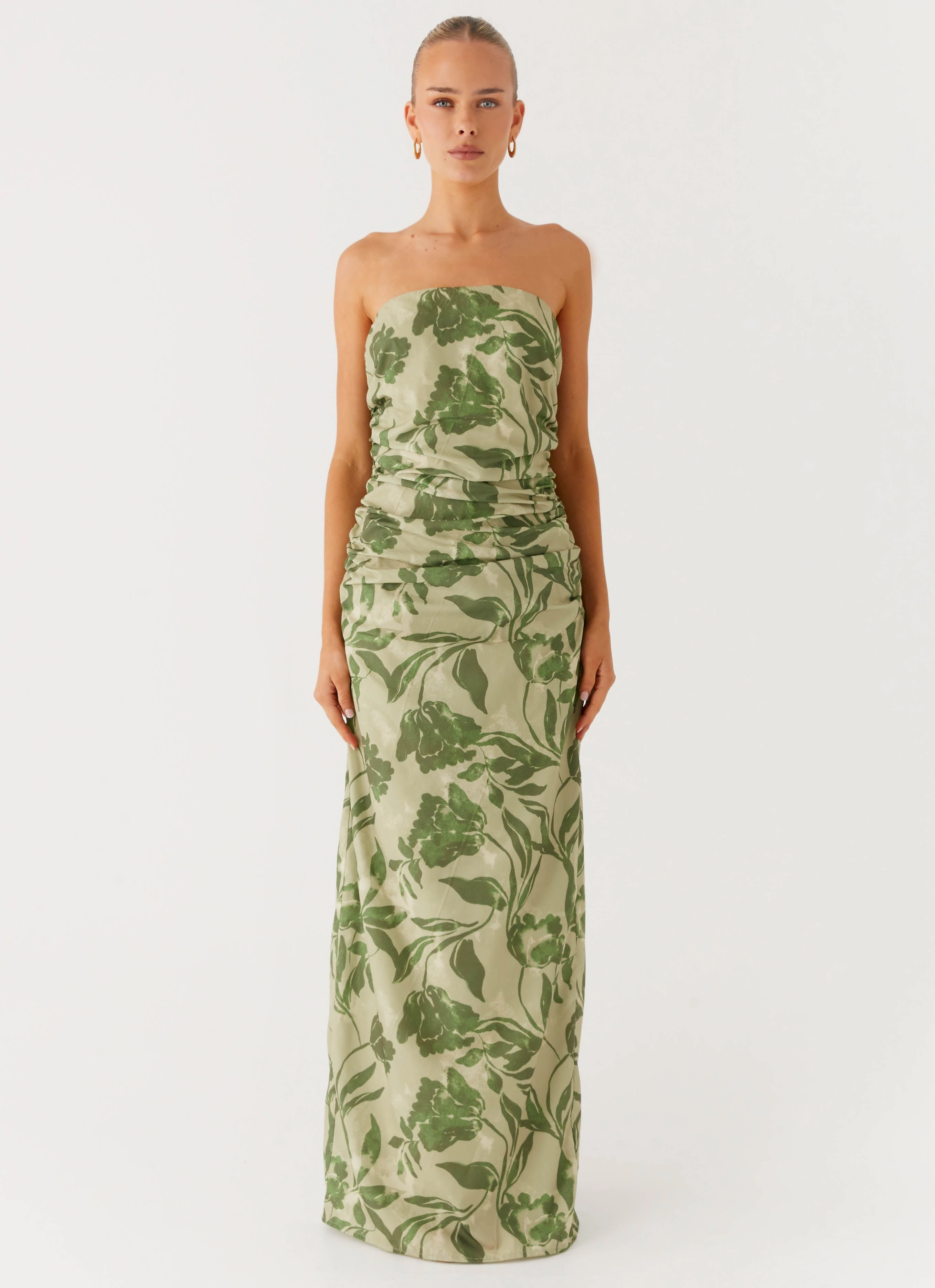 Draped Silhouette Sirrah Maxi Dress - Jade Fern