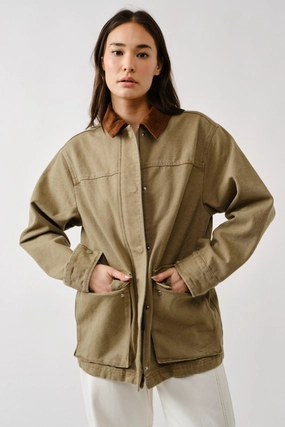 Vintage Washed Barn Jacket - Olive Garment Washed Softness