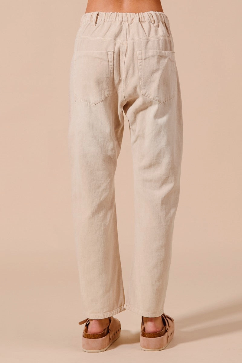 Vintage Washed Barrel Pants Comfortable Look WaterRepellent