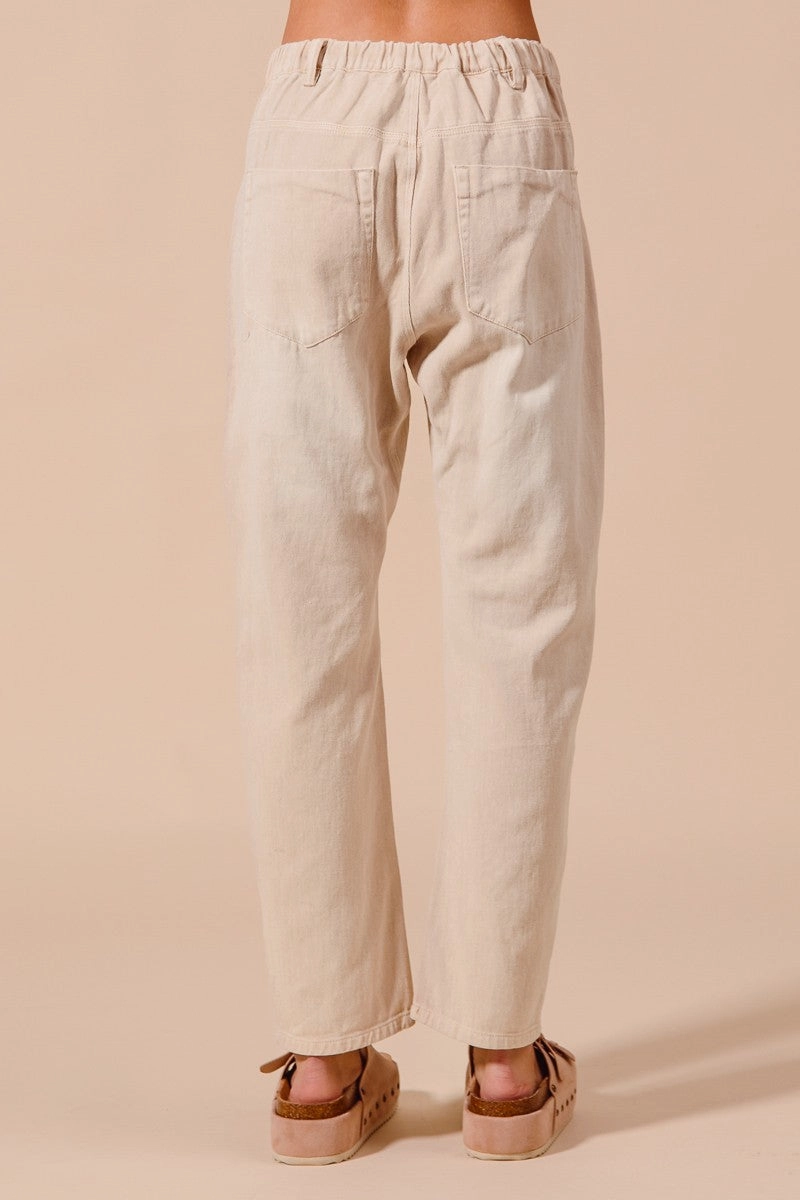 Vintage Washed Barrel Pants Hidden Zip Pockets