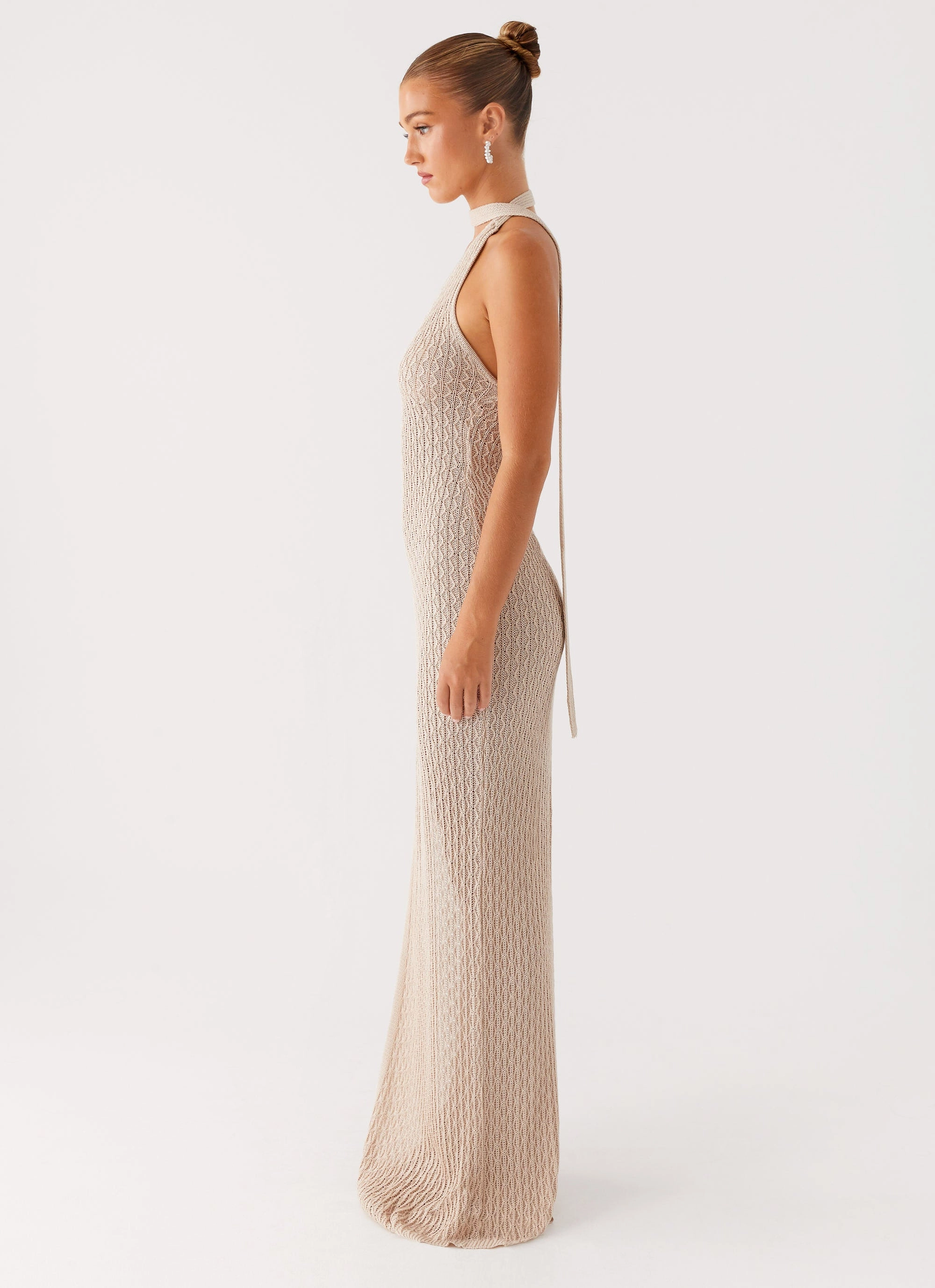Carryn Knit Maxi Dress - Beige Sharp Look