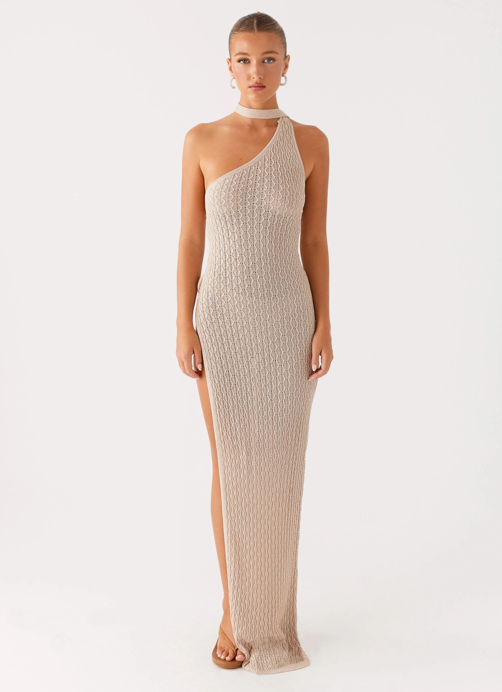 Simple Texture Carryn Knit Maxi Dress - Beige