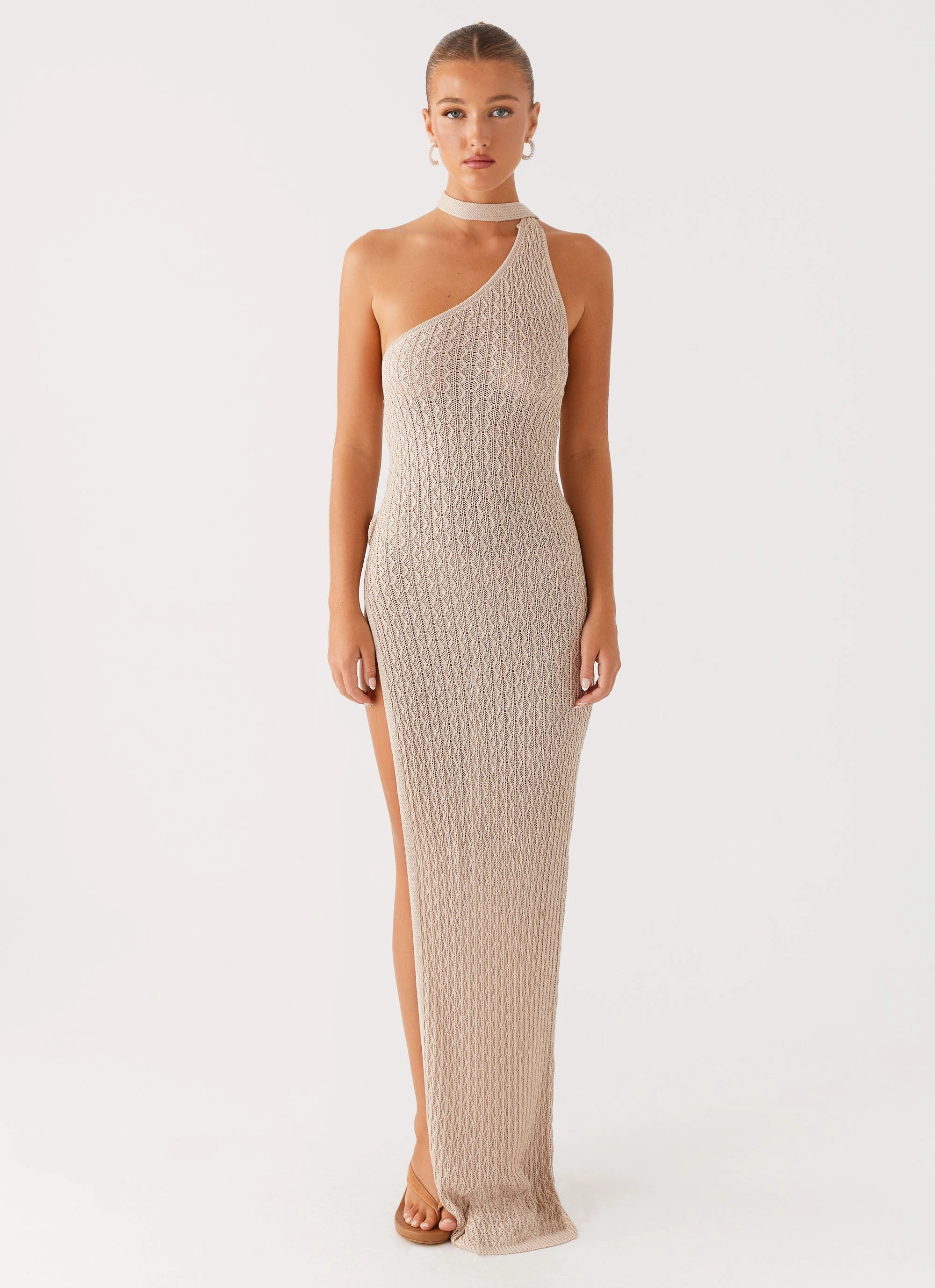 Carryn Knit Maxi Dress - Beige Season Ready Balanced Tones