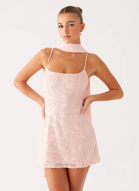 Vision Sequin Mini Dress - Pink Urban Classic Stud-Detail