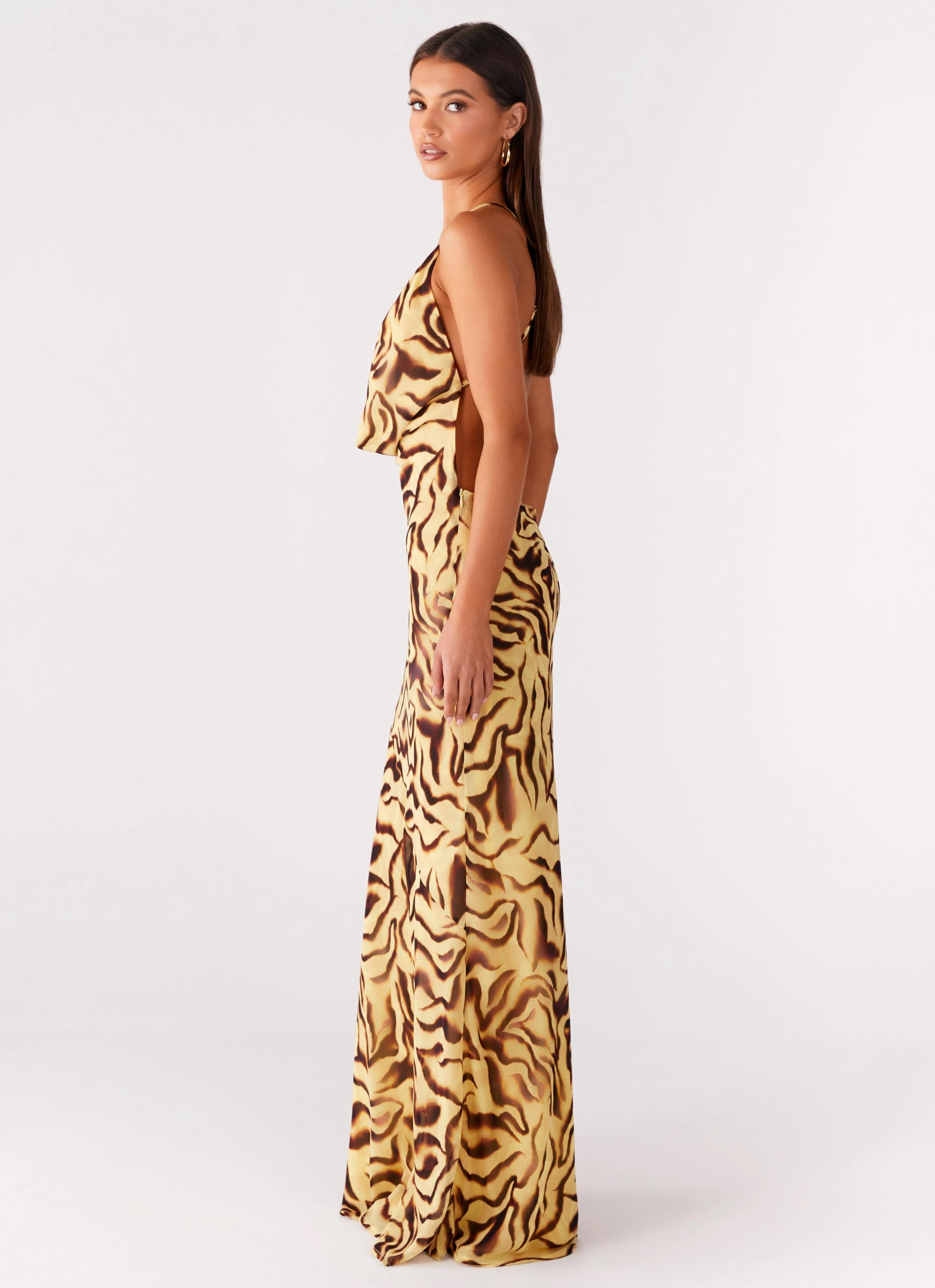 High Neck Viva Lune Maxi Dress - Laguna Print