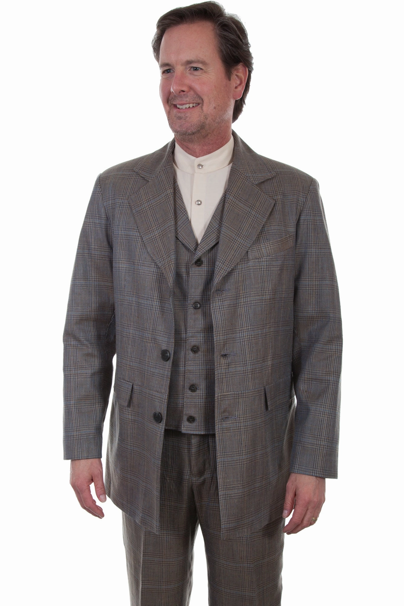 Wahmaker Mens Multi-Color Linen Blend Plaid Town Coat Warmth Retention Everyday Look