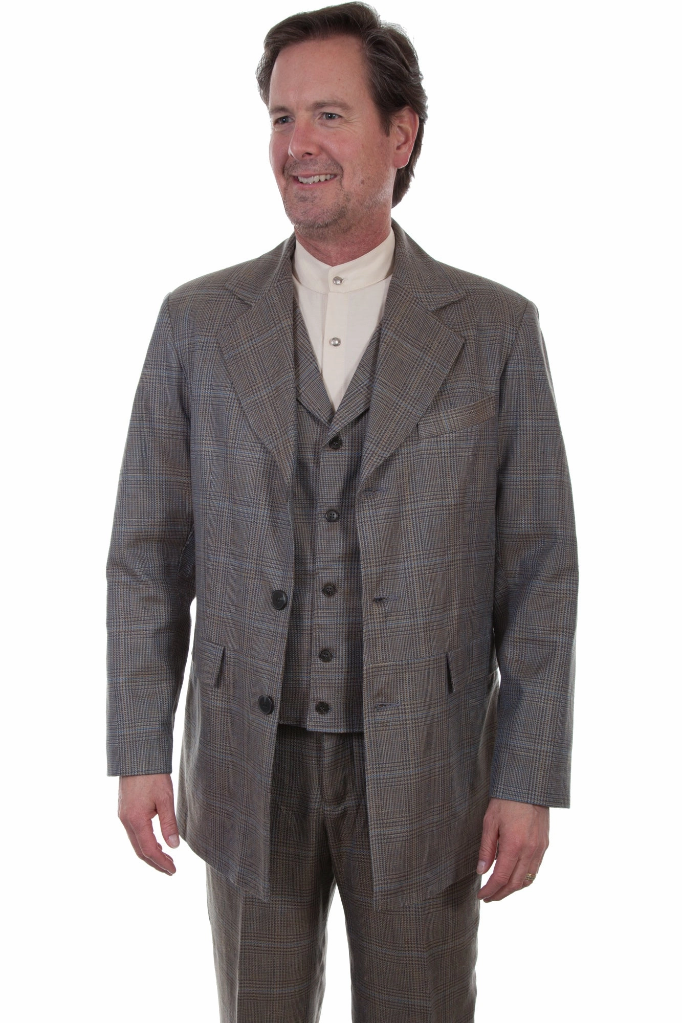 Hooded styles Wahmaker Mens Multi-Color Linen Blend Plaid Town Coat