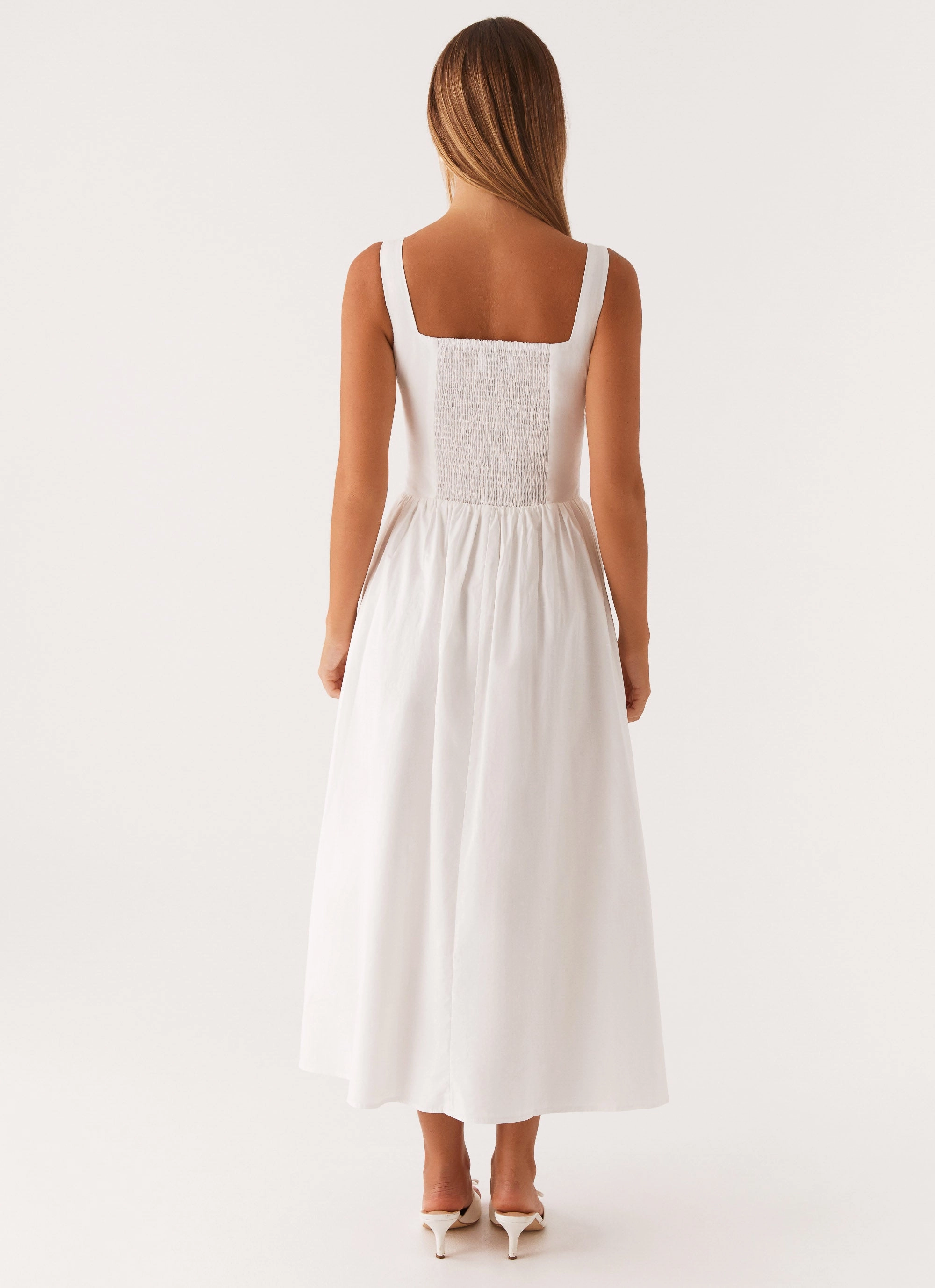 Bow Soft Waiting On You Midi Dress - White