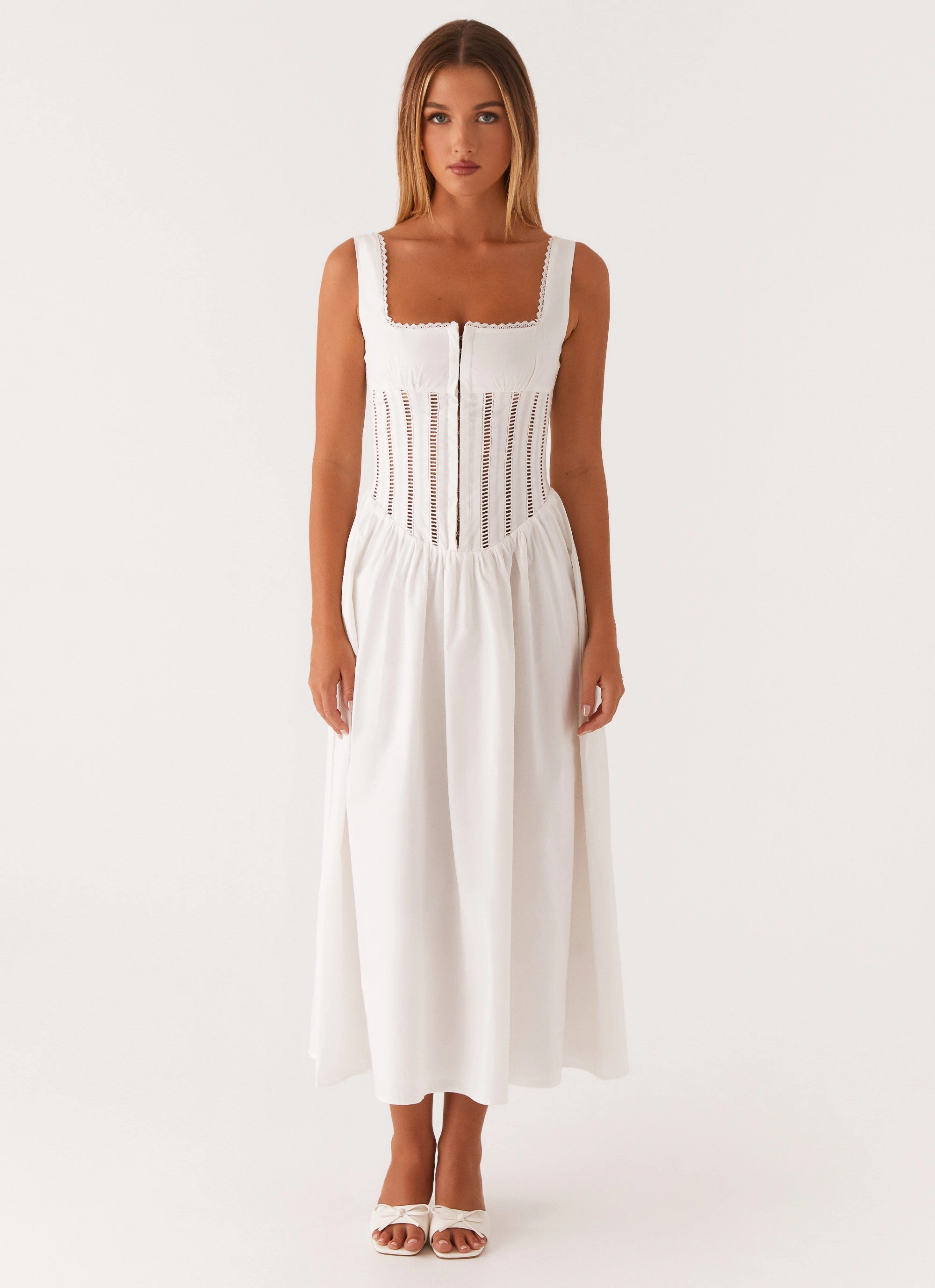 Fashionable Layer Calm Grace Waiting On You Midi Dress - White