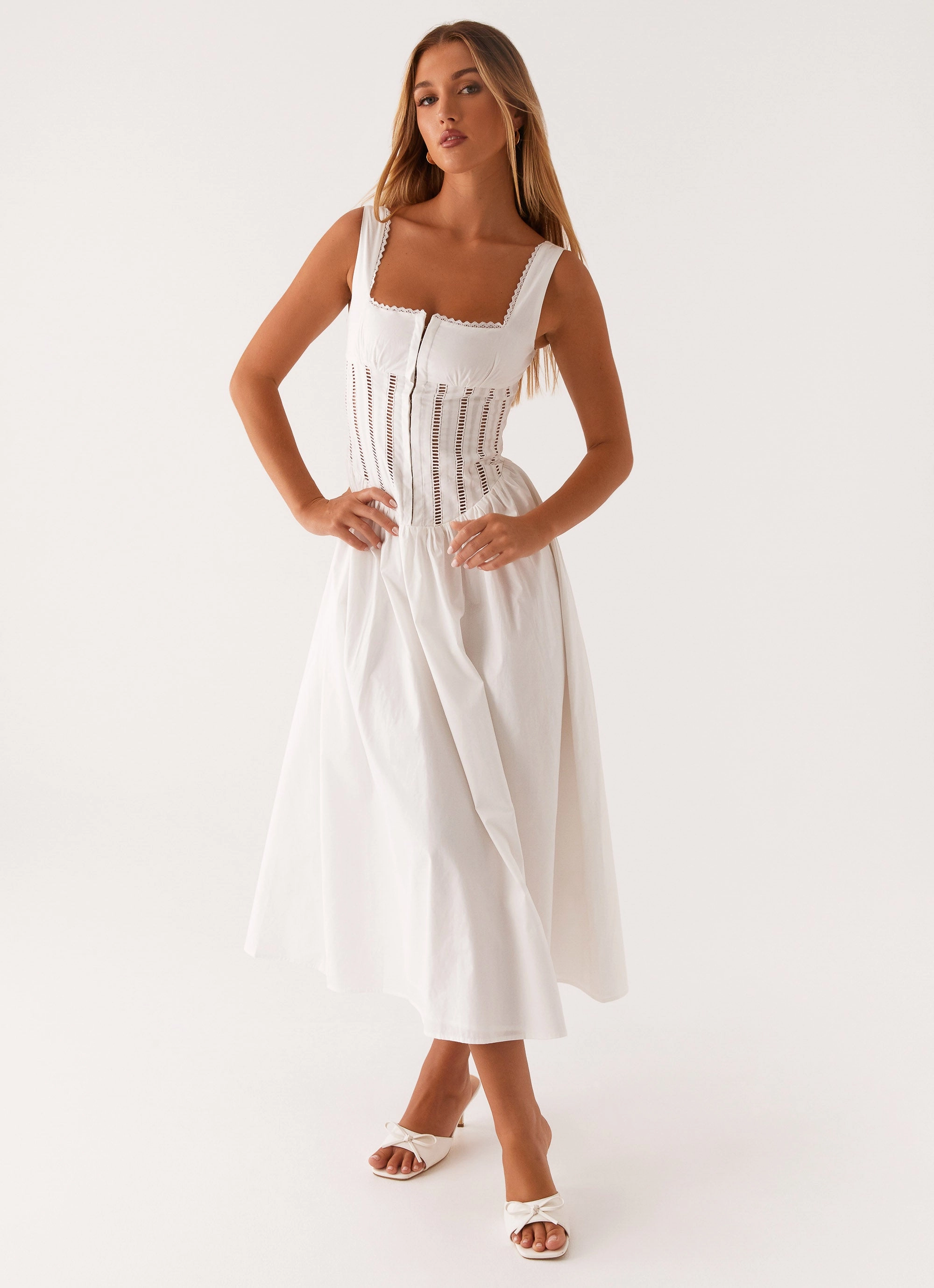 Bridal-Shower Waiting On You Midi Dress - White
