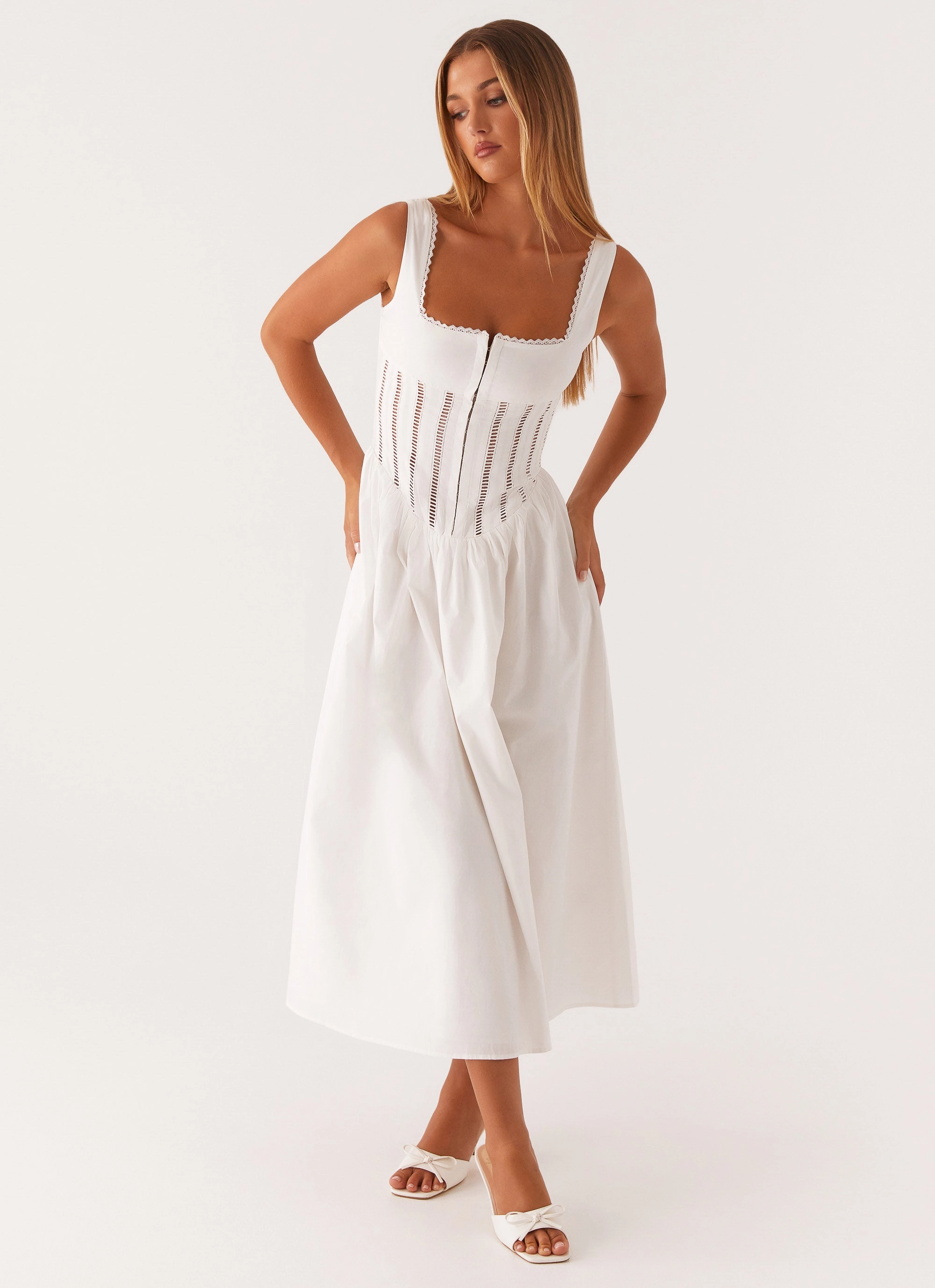 Waiting On You Midi Dress - White Handmade