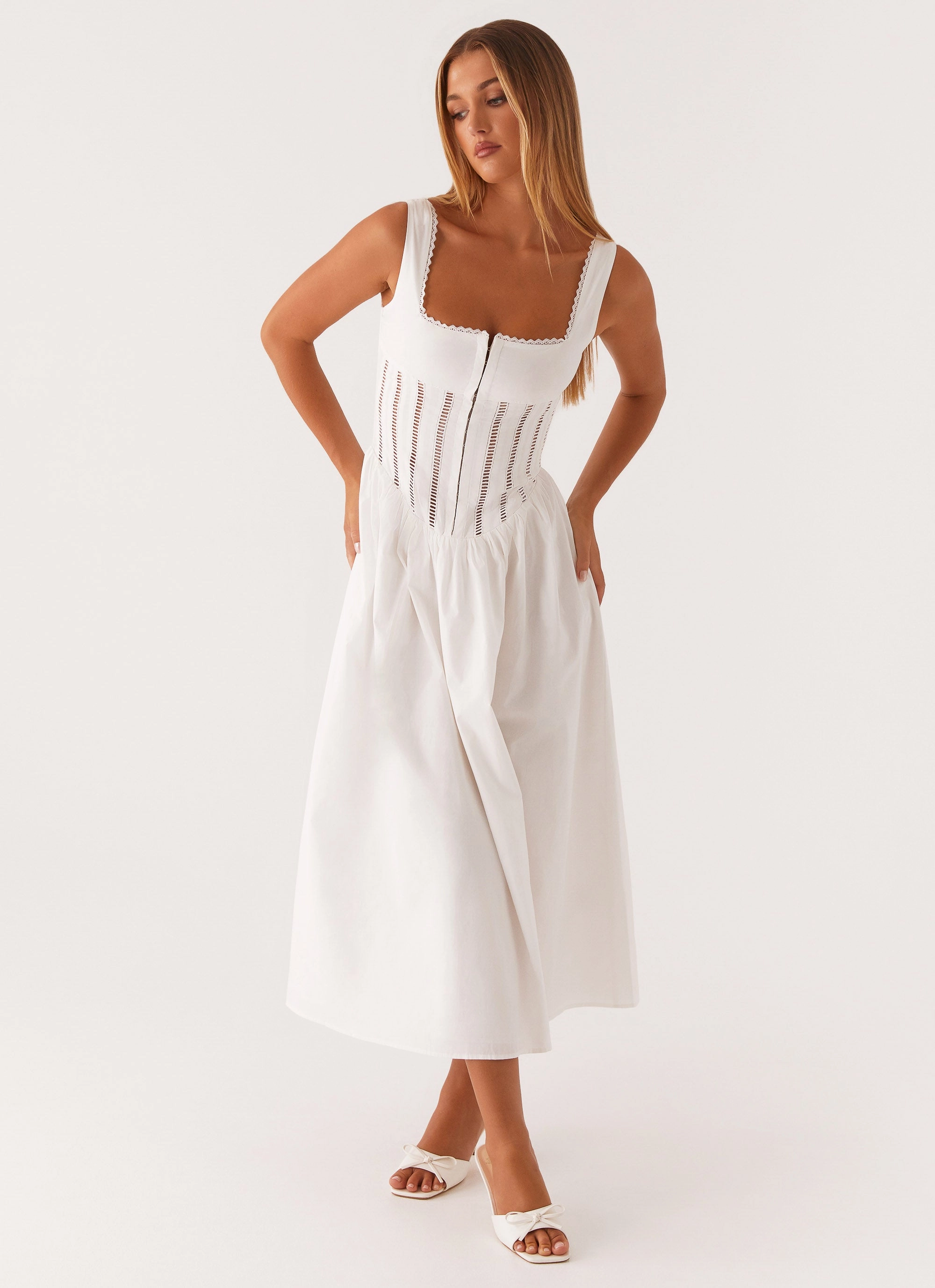 Fresh Energy Waiting On You Midi Dress - White