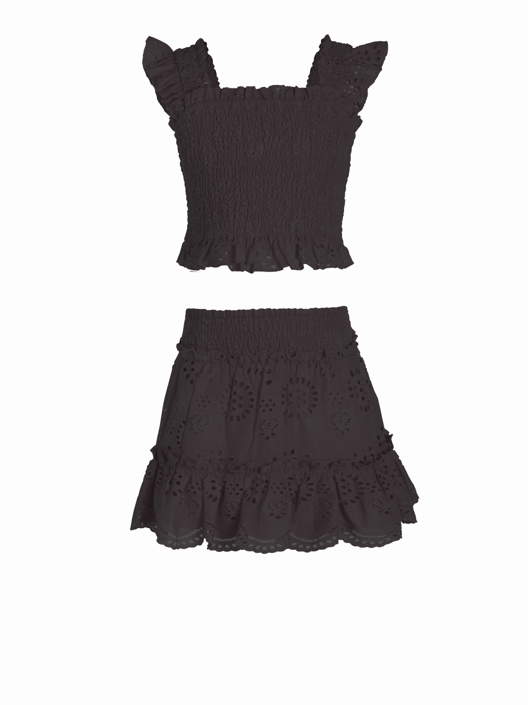 Girls Kayla Skirt Set In Black Eyelet Street Comfort