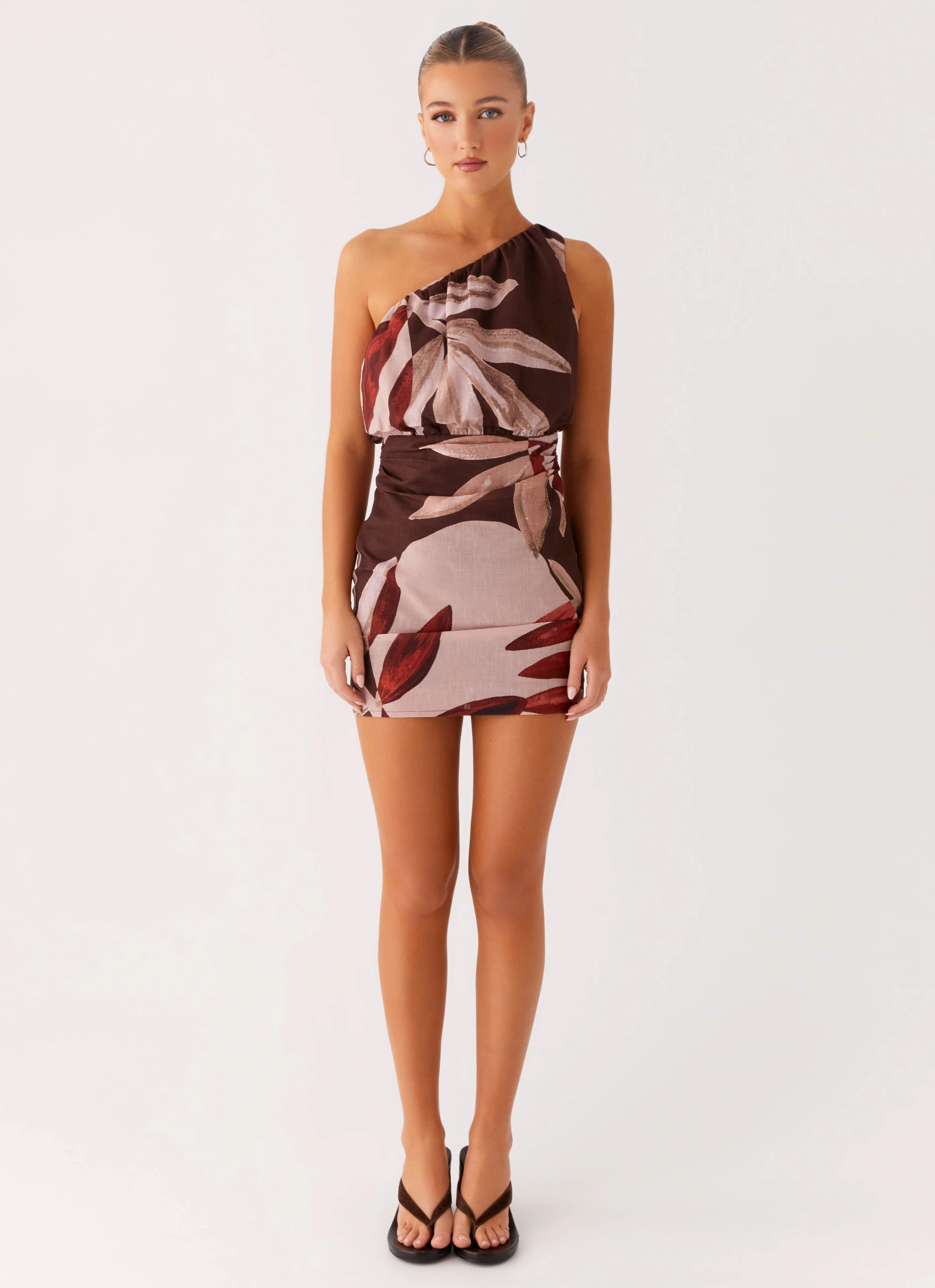 Indianna Mini Dress - Cinnamon Palm Satin Layers