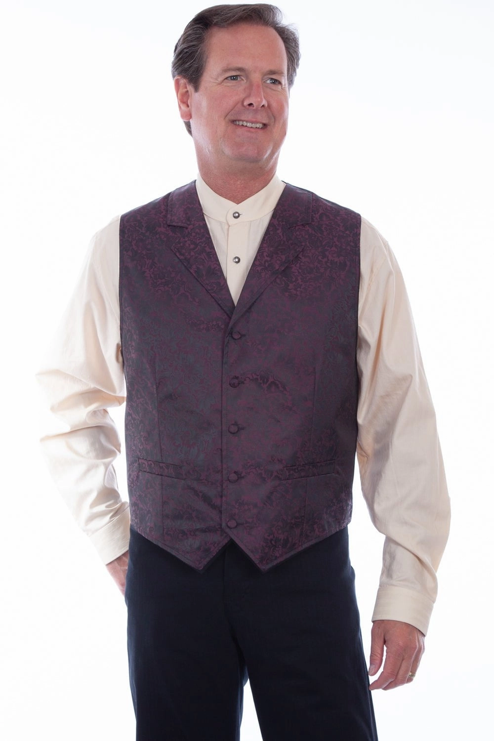 Affordable Fashion Articulated Elbows Scully Mens Burgundy Polyester Distinguished Vest