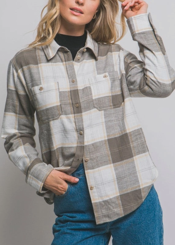Modern Casual Cozy Layering Warren Plaid Flannel Button-down Shirt