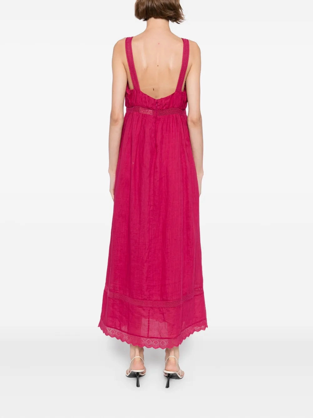 Breathable Linen Blend Grace Shift Dress in Dragon Fruit