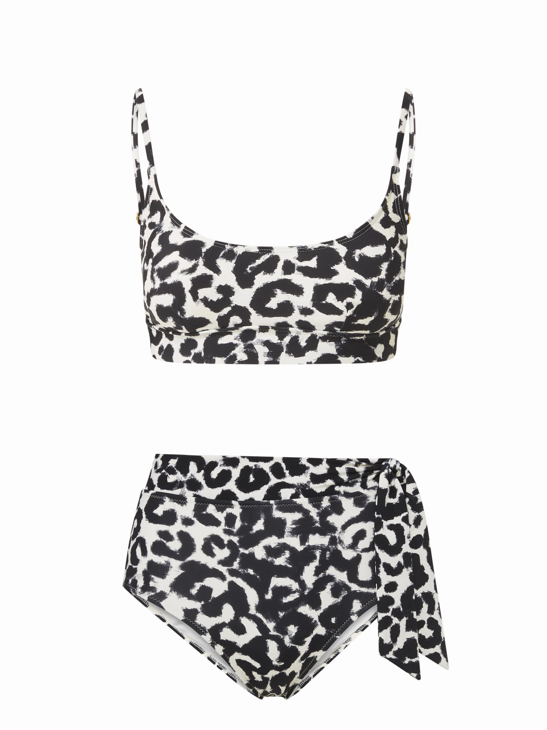UPF Sun Protection Erika Top   Side Tie High Waist Bottom in Mia Leopard