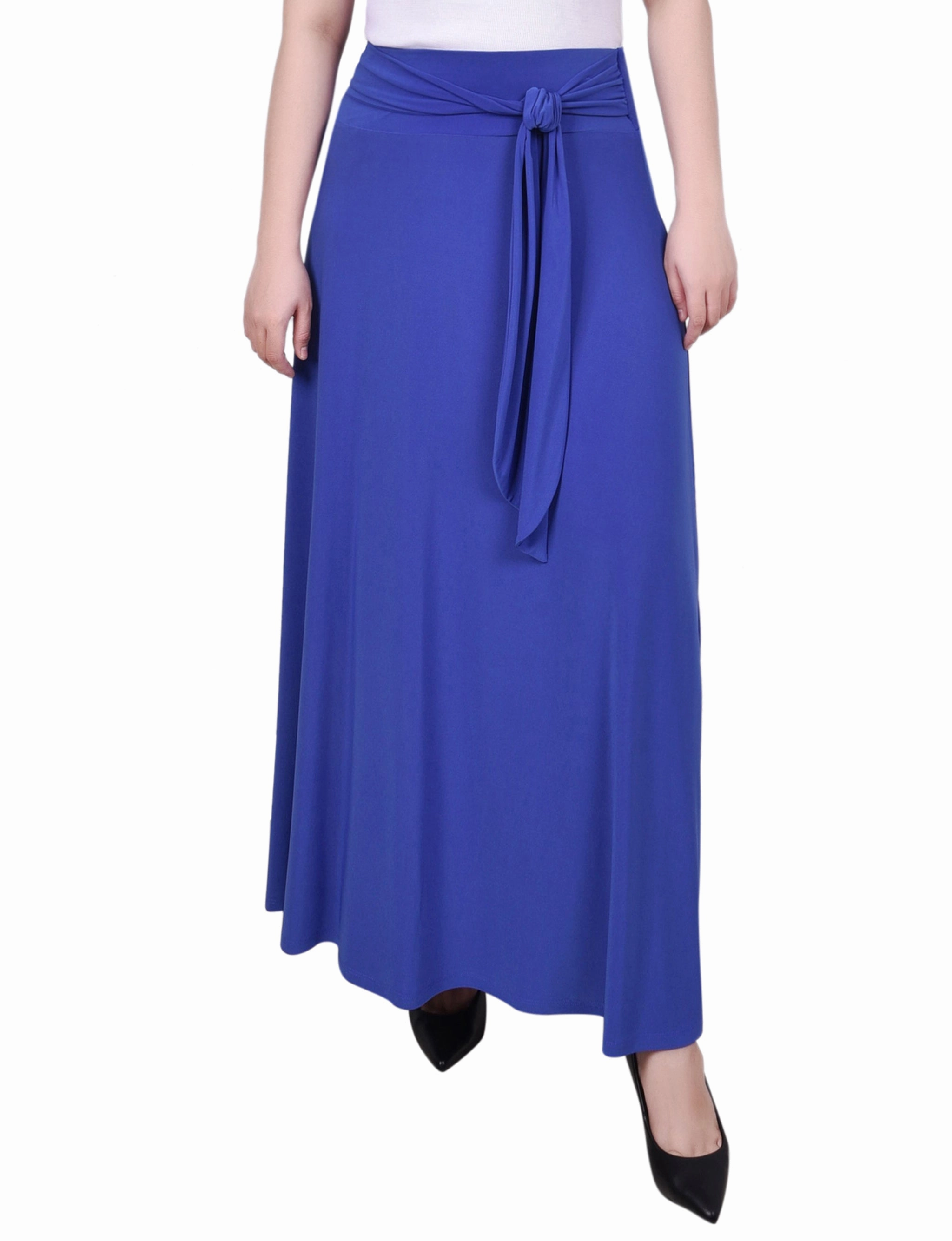 Vegan Material Casual Style Maxi Skirt With Sash Waist Tie