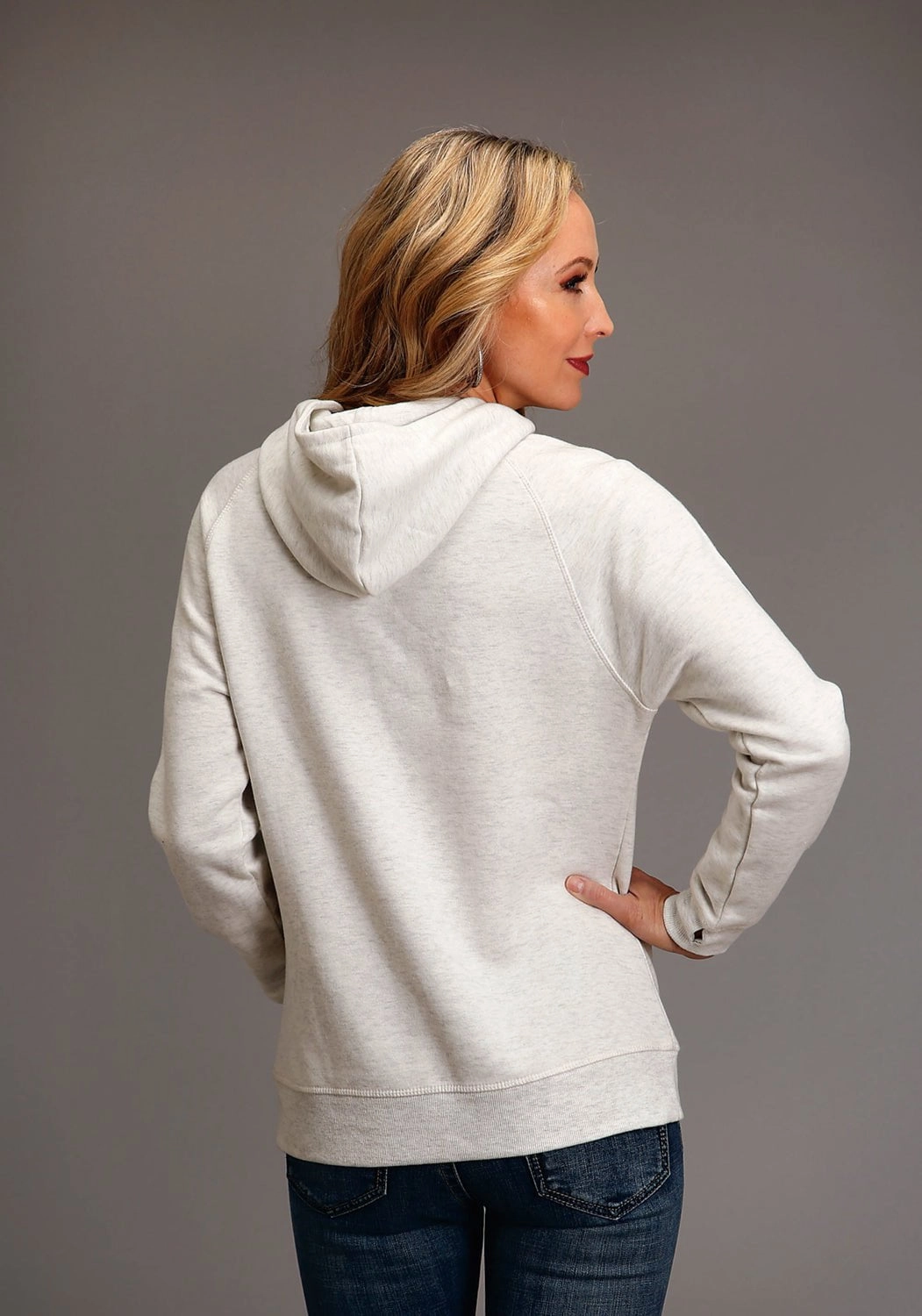 Weekend Outing Wear Noise Free Zipper Stetson Womens Round Up Oatmeal Cotton Blend Hoodie