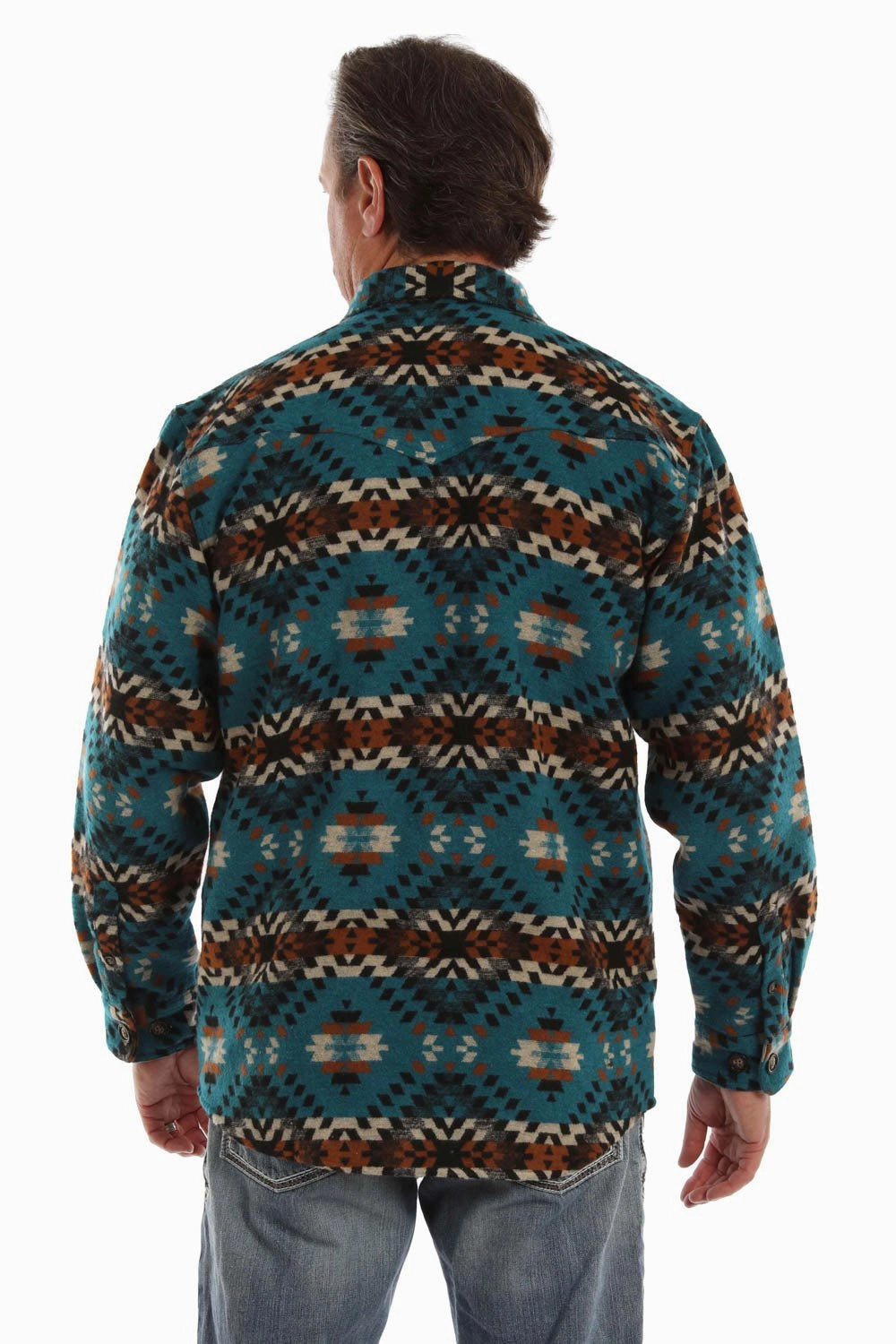 Scully Mens Aztec Design Shirt Turquoise Wool Blend Wool Jacket Seamless Street Fit