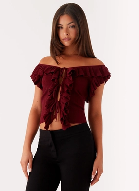 Easy Fit SweatAbsorbent Keeta Frill Top - Burgundy