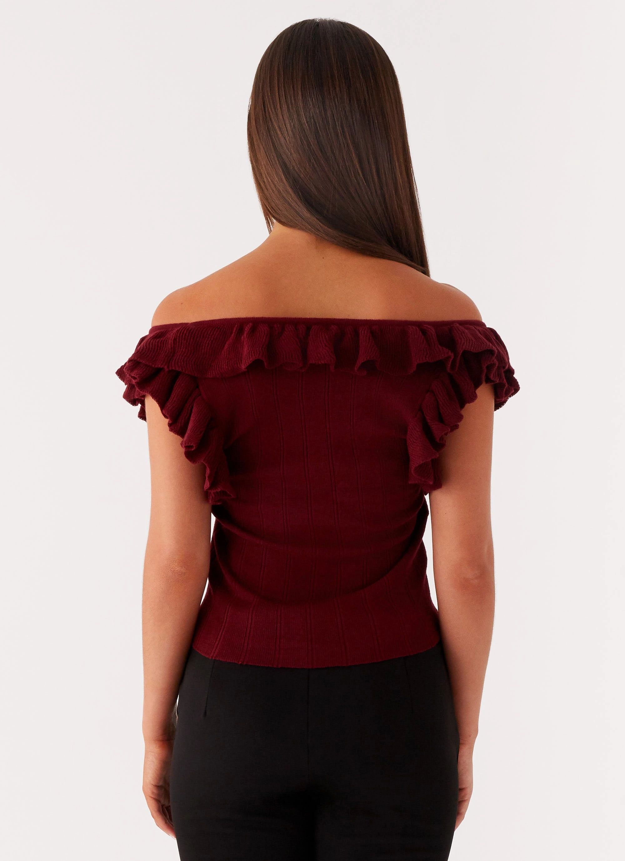 Keeta Frill Top - Burgundy ReinforcedShoulders