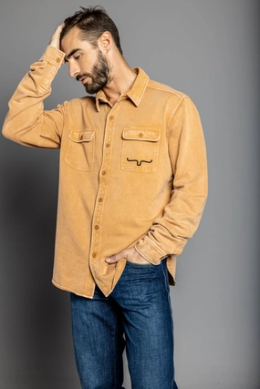 Kimes Ranch Mens Ft Work Shirt Work Wear Brown 100% Cotton Jacket Recycled Material Construction