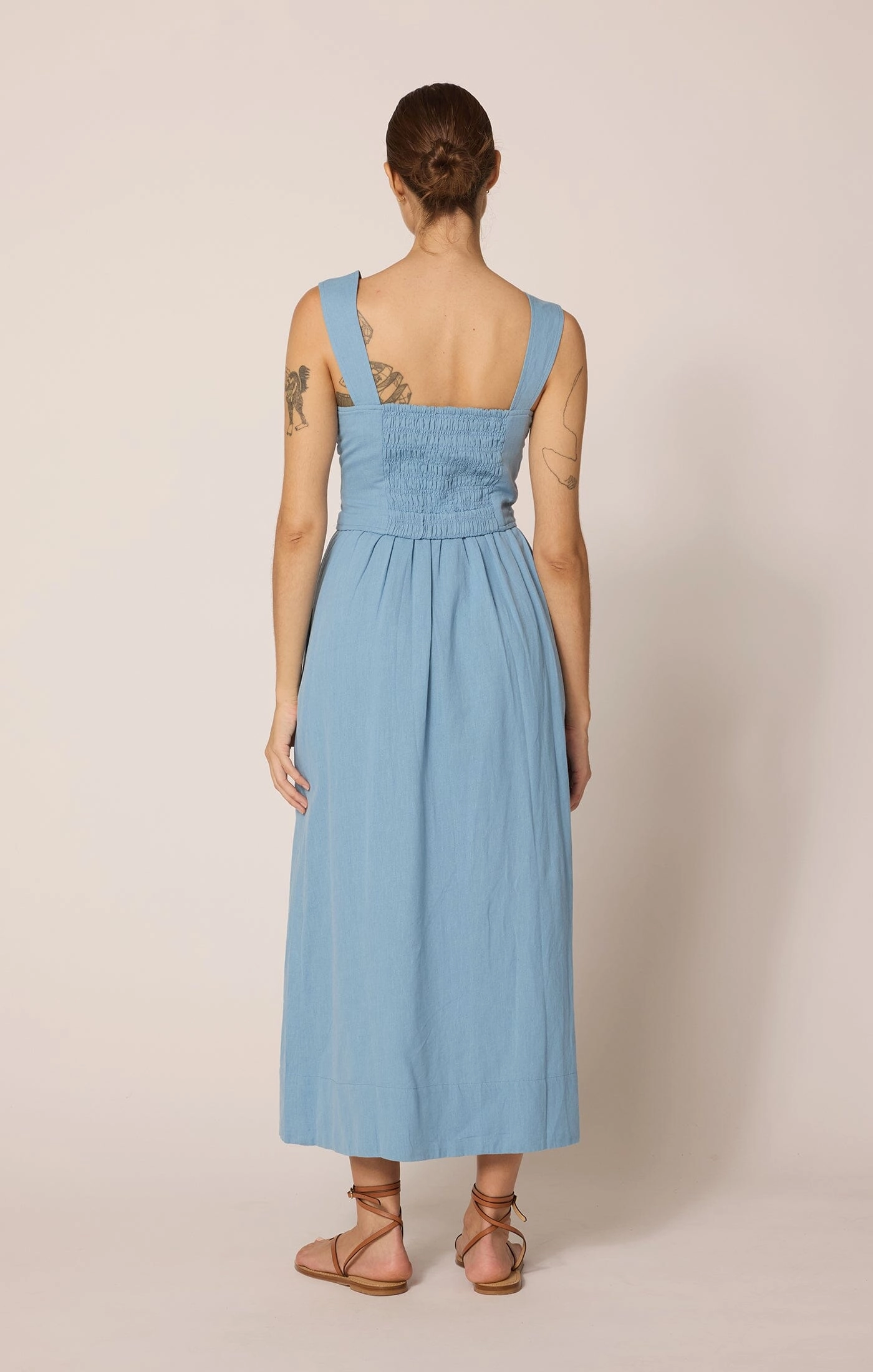 Esther Ankle Dress | Dusty Blue MeshPanelIntegration
