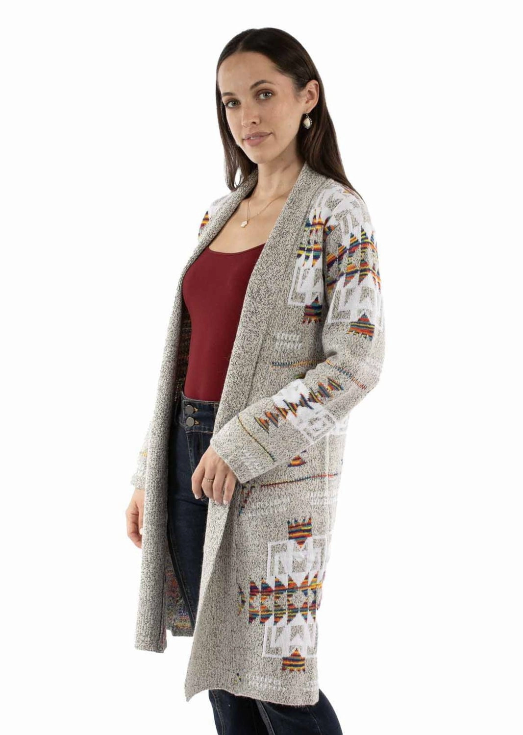 Scully Womens Open Front Cardigan Oatmeal 100% Acrylic Duster Sweater Layering Piece Ultimate Layer