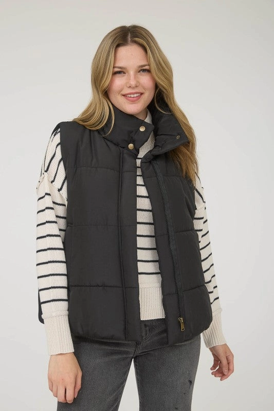 Ergonomic Seams Laser Cut Airflow Vents Quinn Solid Zip Up Puffer Vest