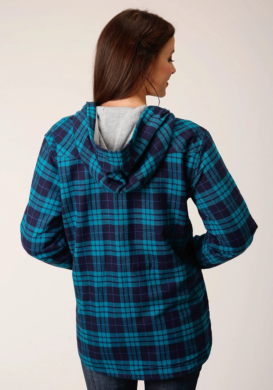 Roper Womens Thermal Lined Flannel Blue 100% Cotton Jacket Basic Travel Fit Teflon Coated