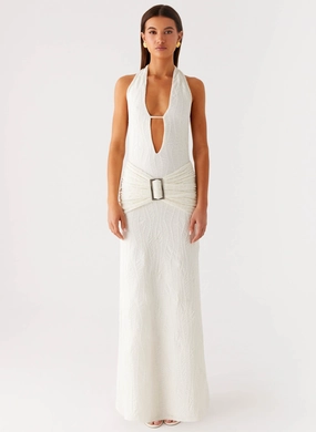 Smoke Ivy Maxi Dress - White Smart Fit Subtle Detail
