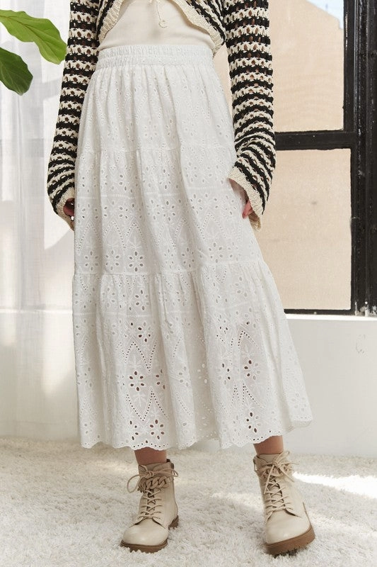 Urban Fit Soft Lining Wendy Waistband Tiered Midi Skirt