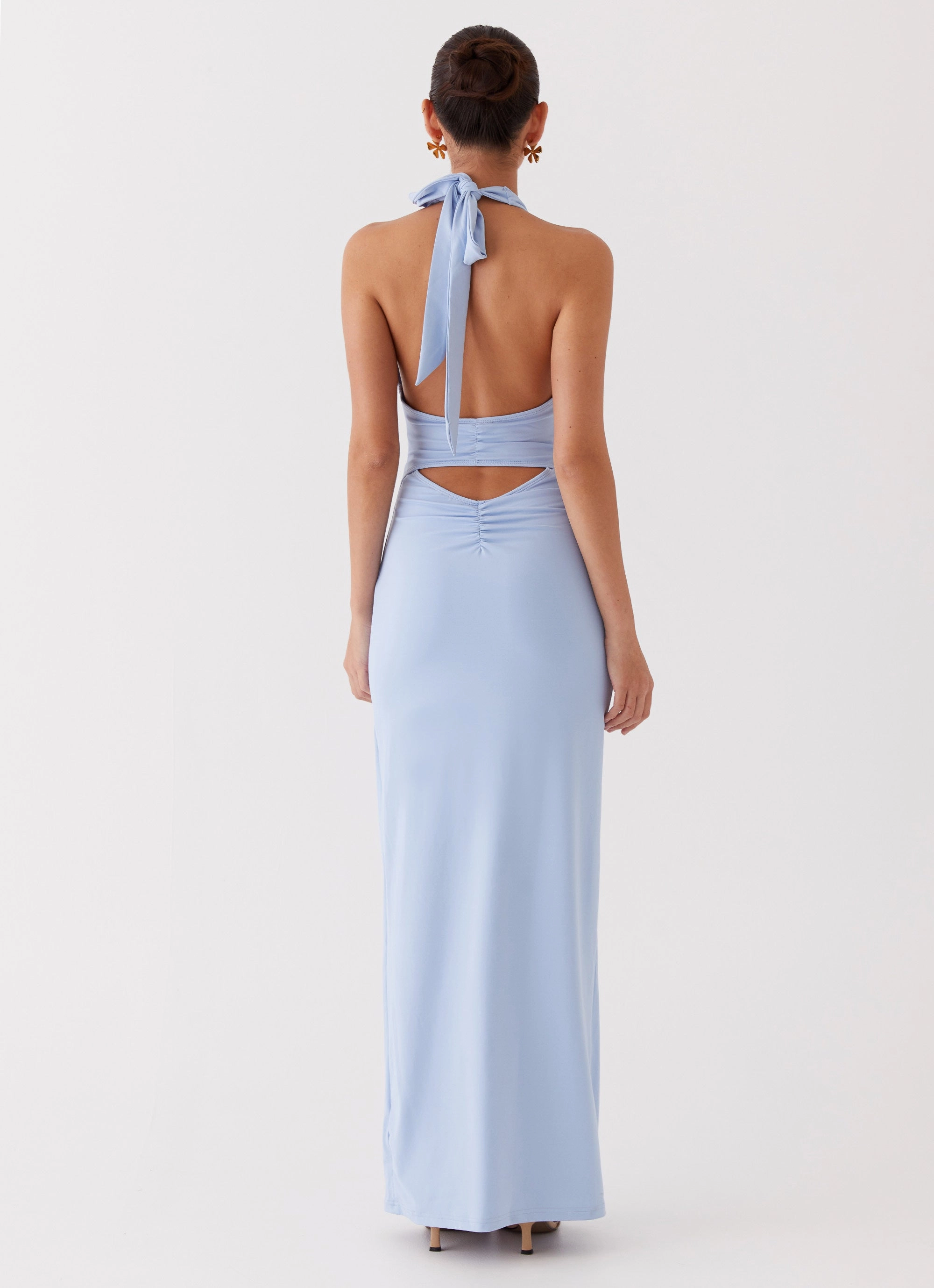 Whisked Away Halterneck Maxi Dress - Blue Chic Silhouette Sleek Comfort