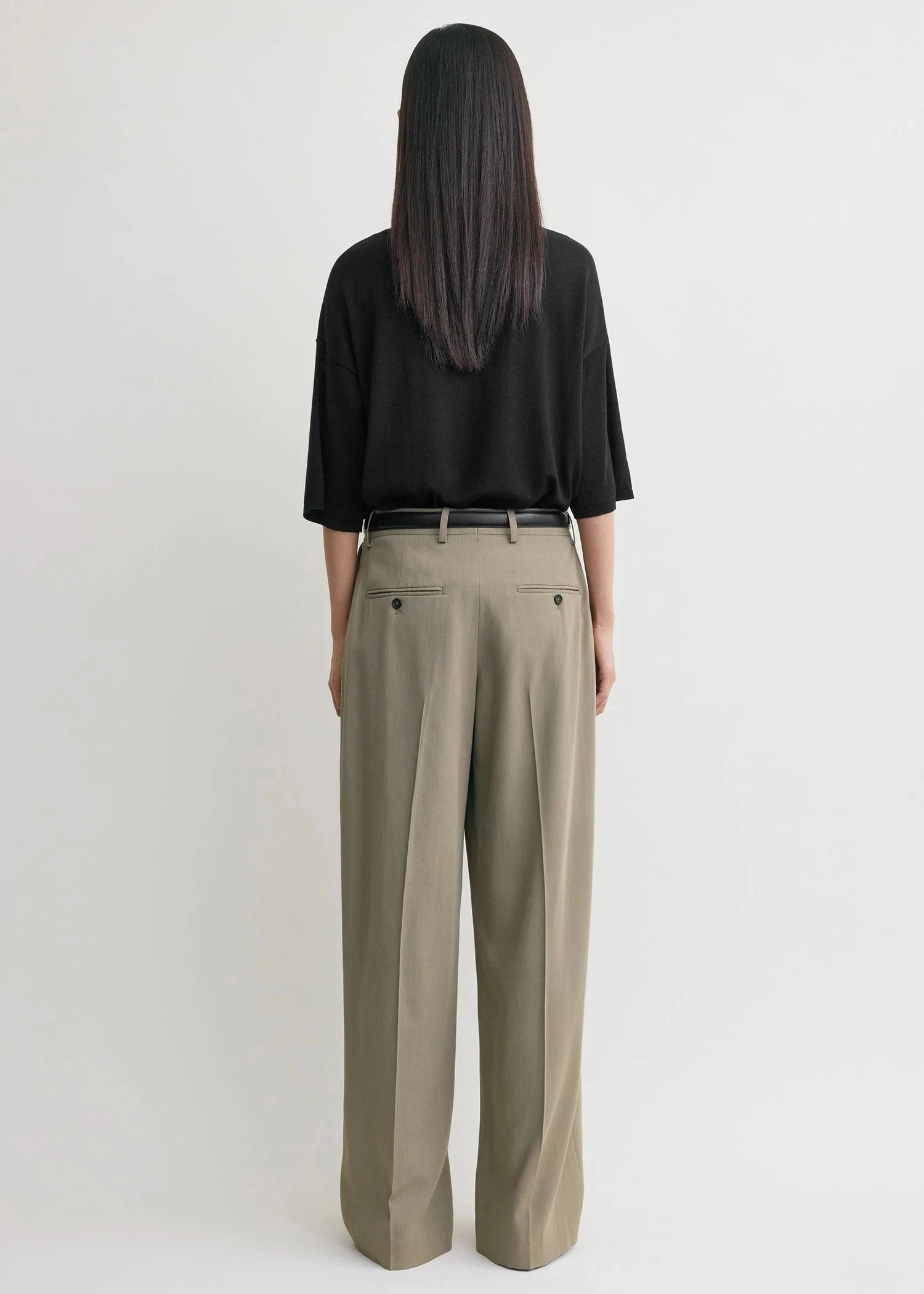 Wide Fluid Trousers in Taupe Chilly Day Layers Non slip grip