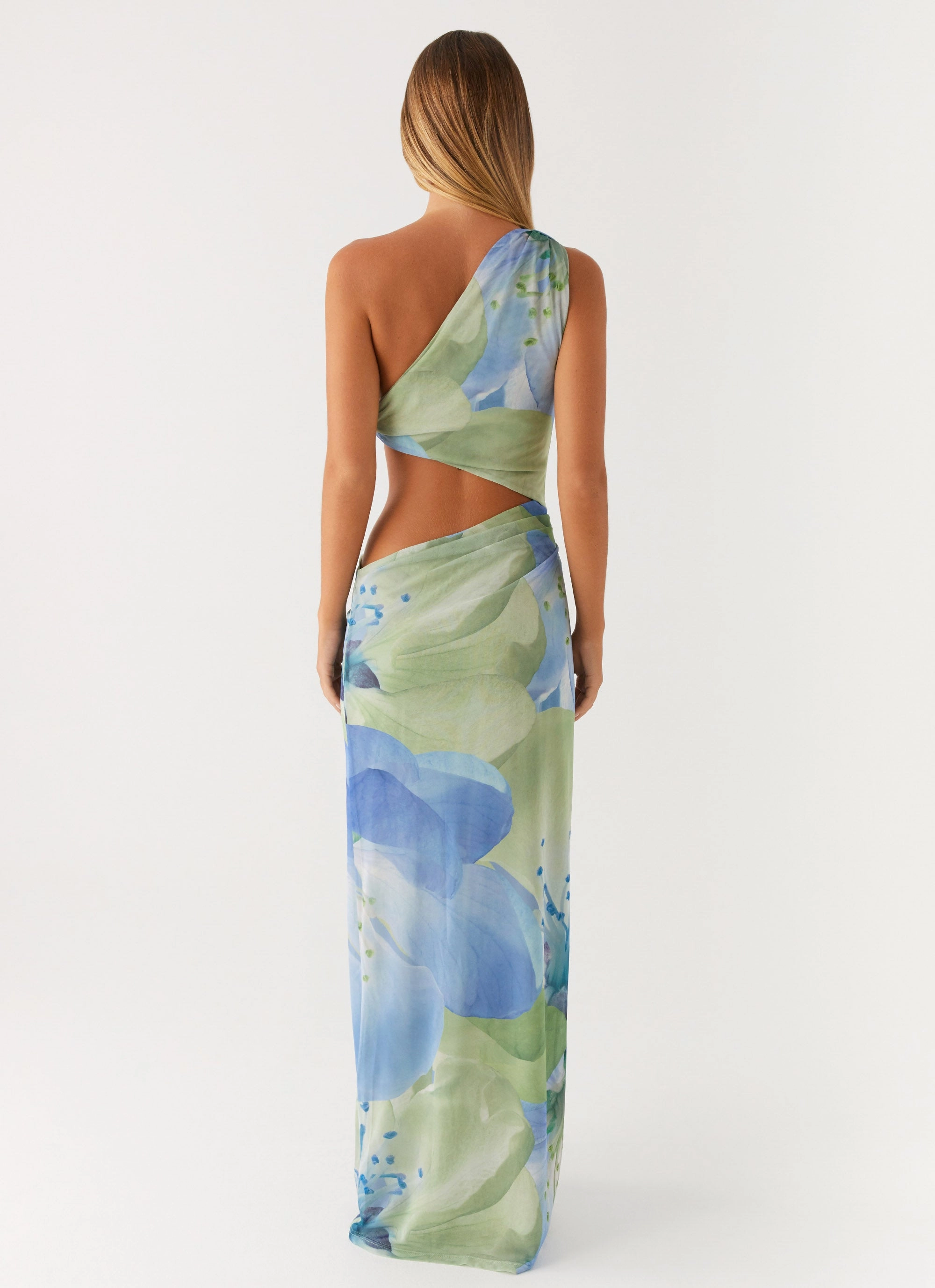 Satin Touch Refined Cut Wilder Maxi Dress - Flower Print