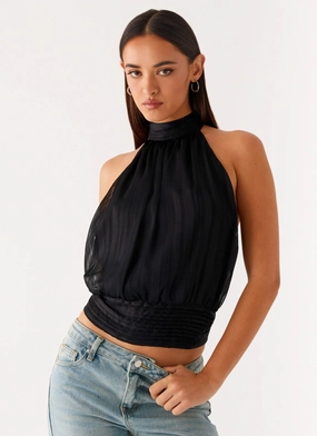 Willow Chiffon Top - Black AthleisureInspired