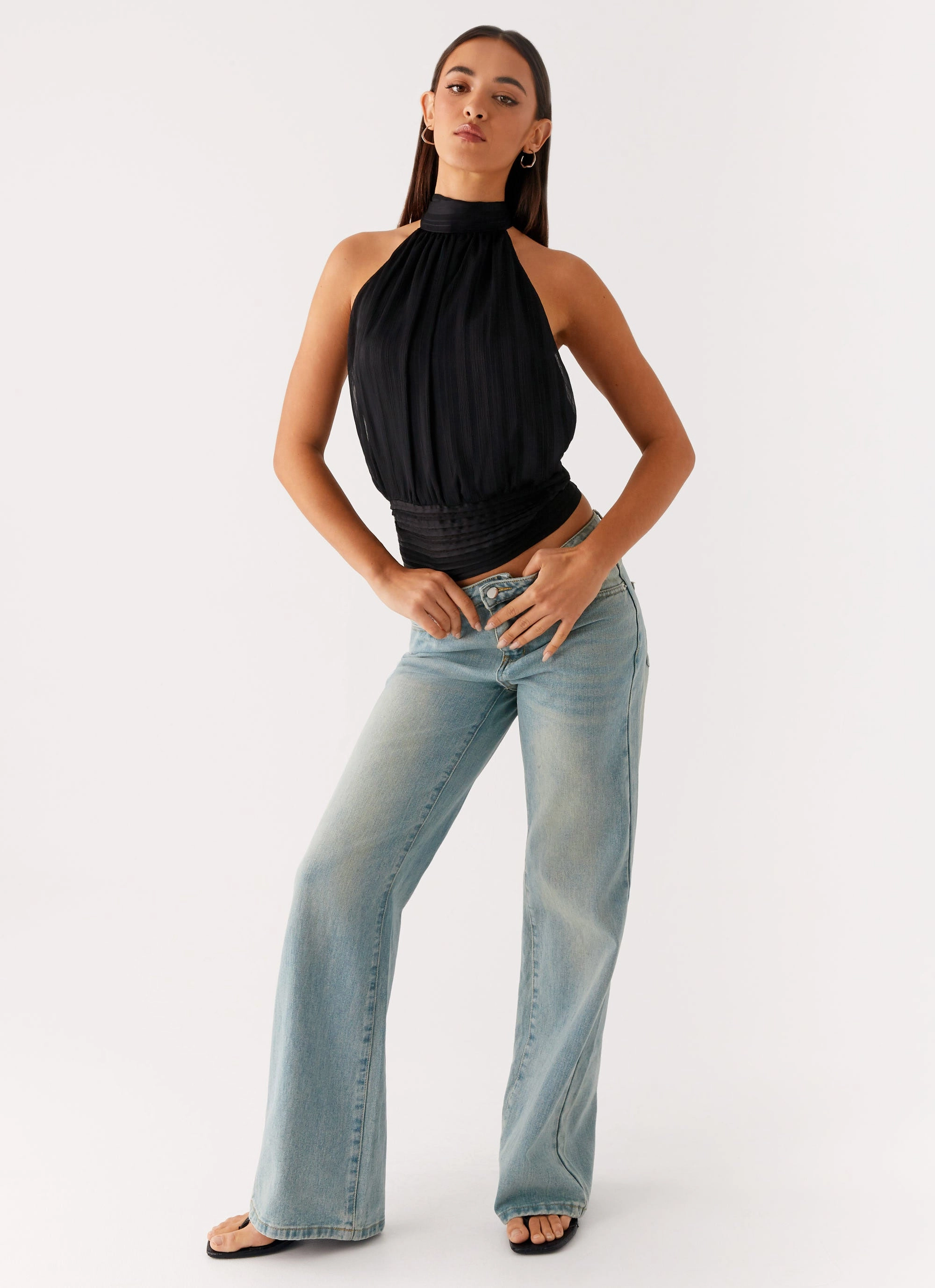 Airflow Ventilation Zones Fade Resistant Treatment Willow Chiffon Top - Black