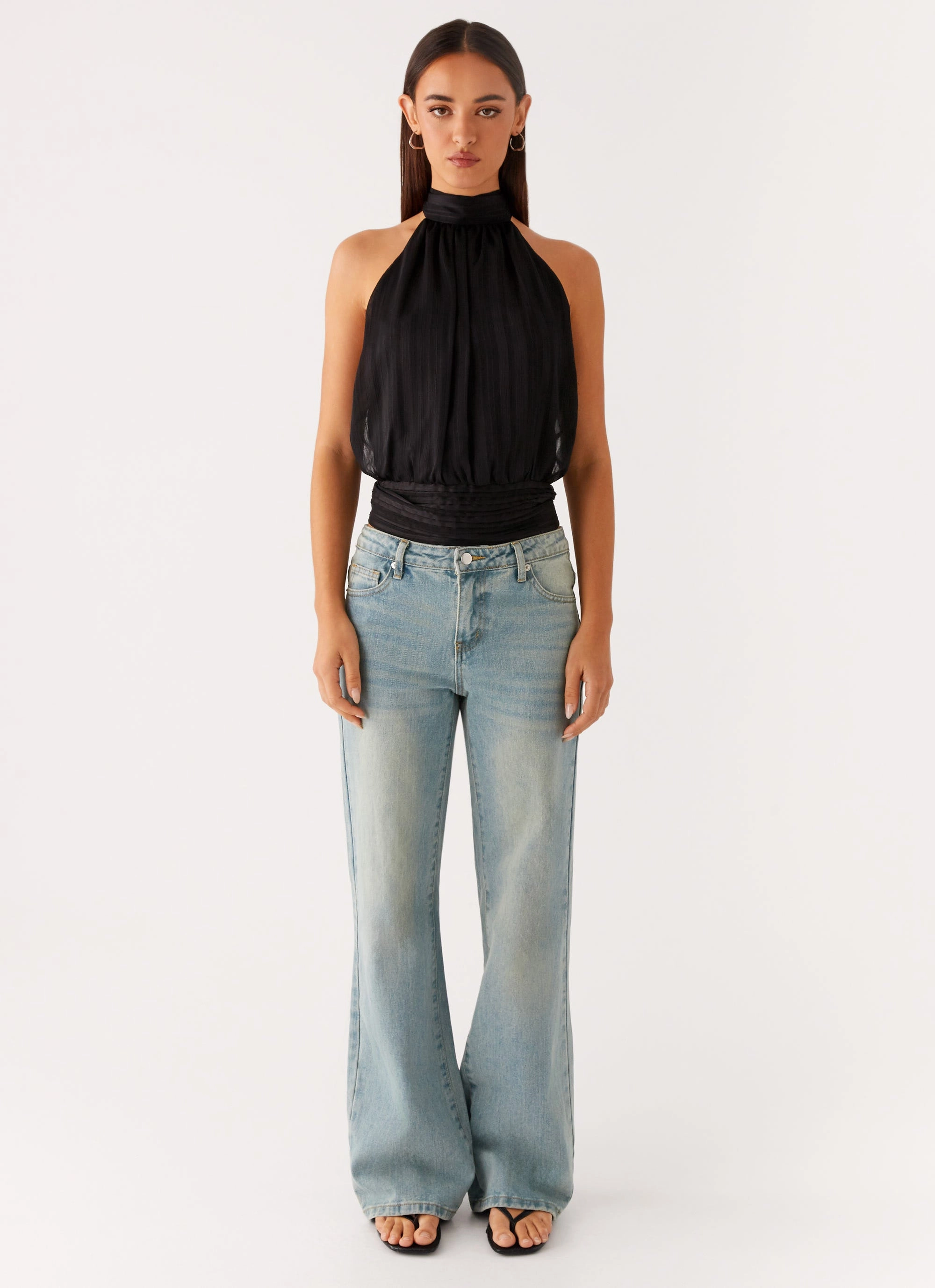 Willow Chiffon Top - Black SeamlessKnitConstruction BreathableBackVents